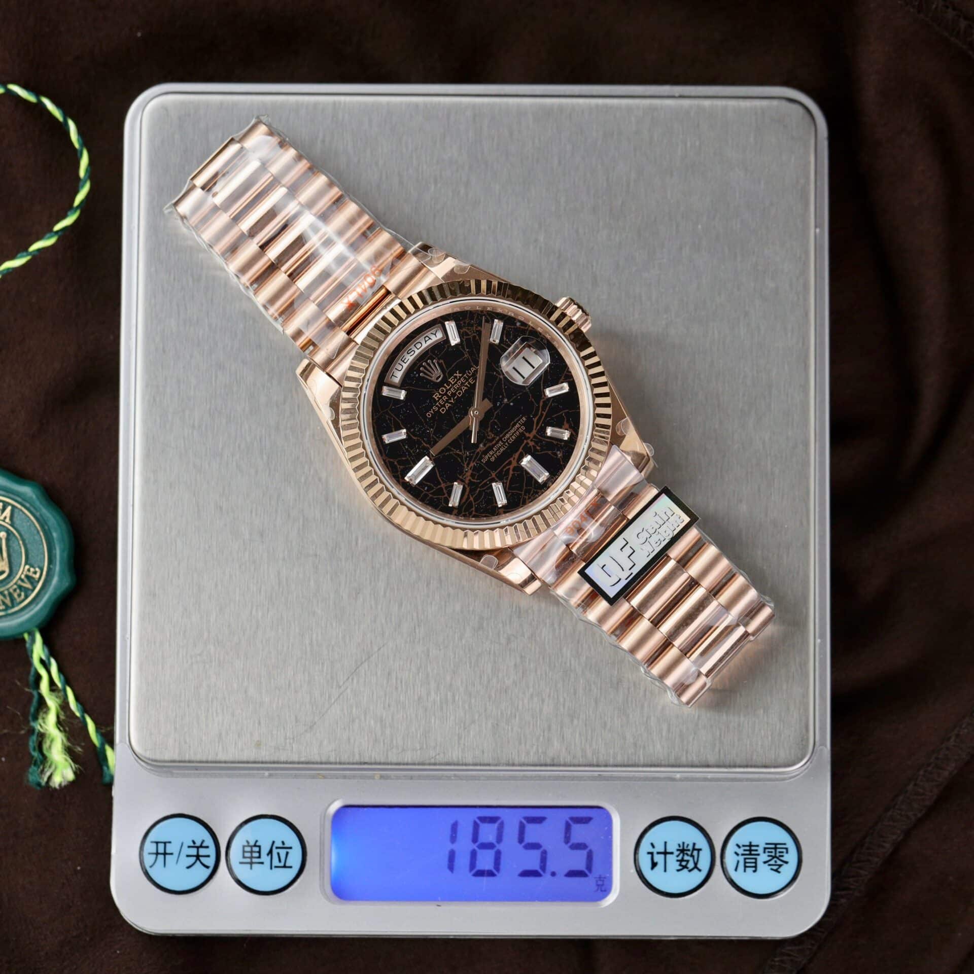 Rolex Day-Date 228235 Rose Gold Einsenkiesel Baguette Dial 186g Best Replica Q Factory 40mm - Image 2