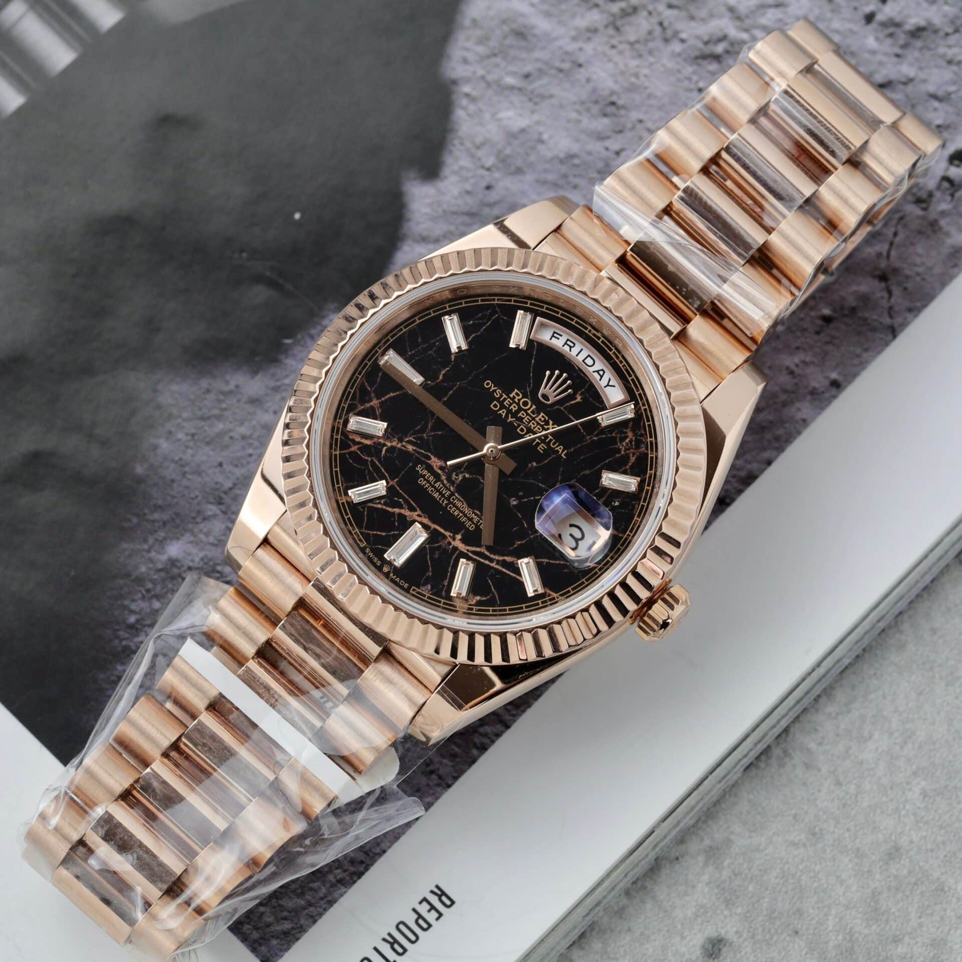 Rolex Day-Date 228235 Eisenkiesel Dial 18K Yellow Gold Wrapped 176g GMF V3 Super Clone 40mm - Image 3