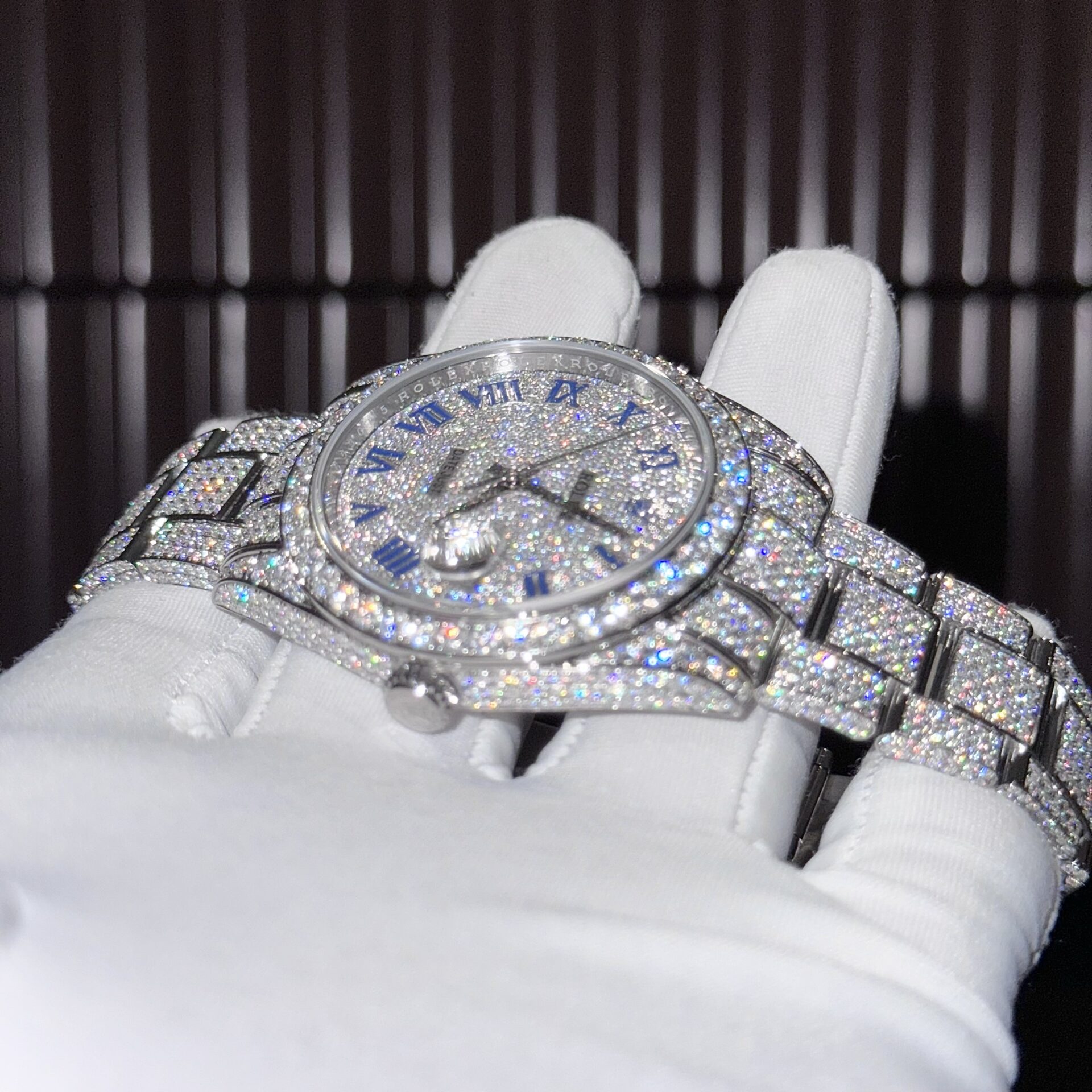 Rolex Datejust 41 Blue Roman Numerals Iced Out Moissanite Best Replica 41mm - Image 5