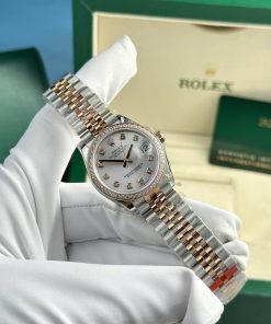 Rolex Datejust 278381RBR-0016 Two Tone Rose Gold Silver Dial Diamond Bezel Jubilee Replica 31mm
