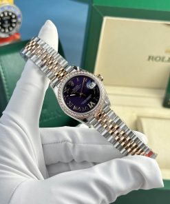 Rolex Datejust 278381RBR-0020 Two Tone Purple Roman Dial Diamond Bezel Jubilee Replica 31mm
