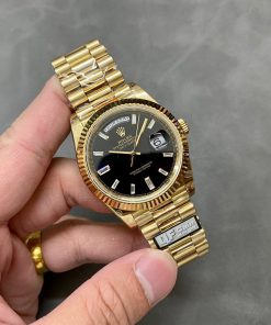 Rolex Day-Date 228238-0004 Yellow Gold Bright Black Diamond-set Dial 184g Best Replica 40mm