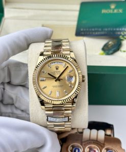 Rolex Day-Date 228238-0005 Yellow Gold Champagne Baguette Dial 184g Best Quality Replica 40mm