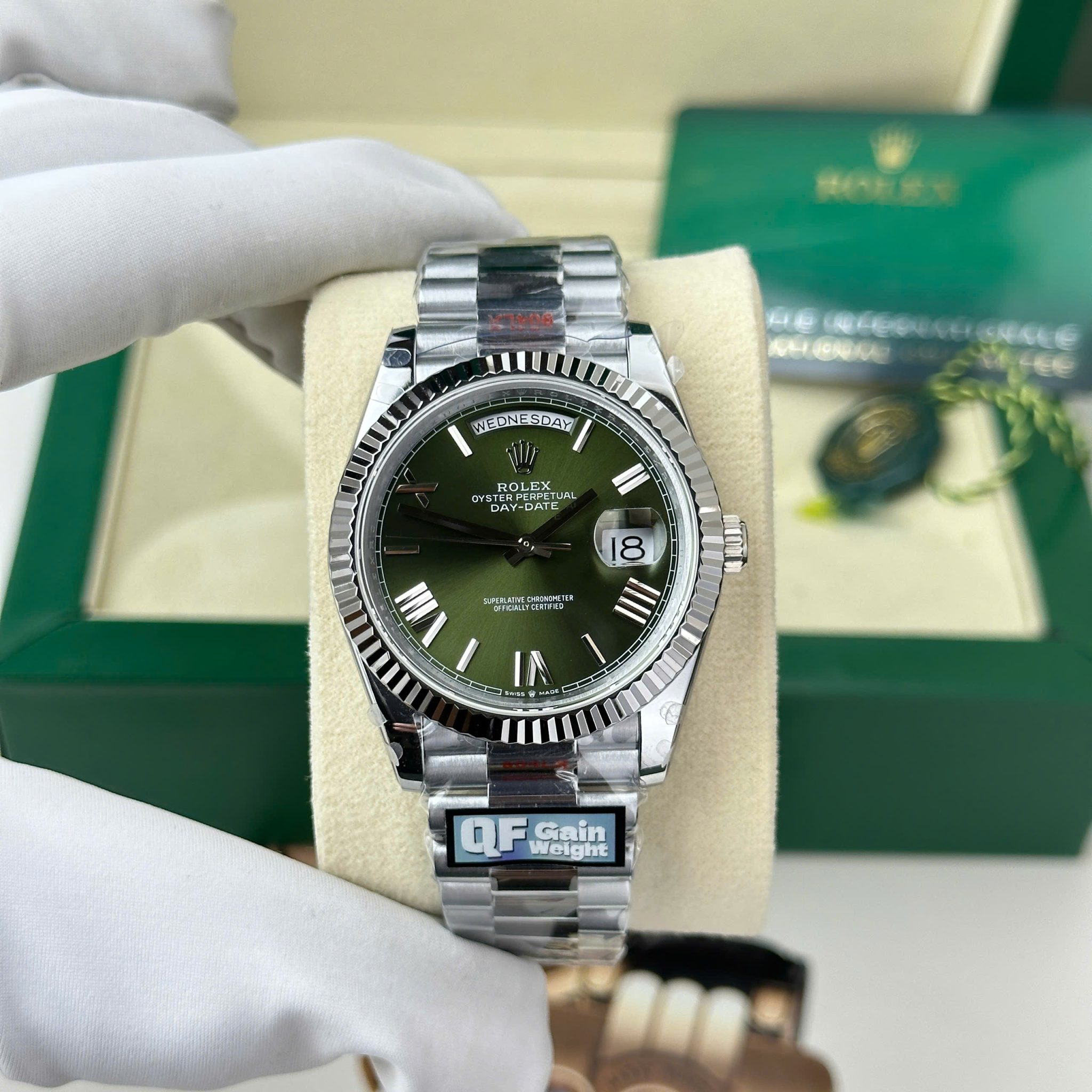 Rolex Day-Date 228239-0033 Mint Green Dial 184g Best Replica 40mm