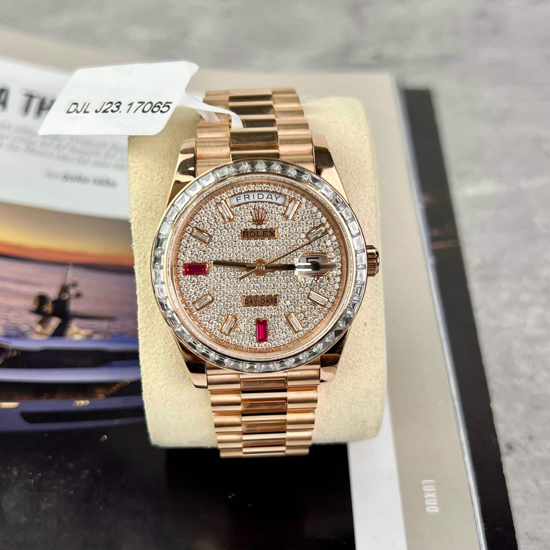 Rolex Day-Date 228345RBR 18K Gold Wrapped Customized Baguette Moissanite 40mm