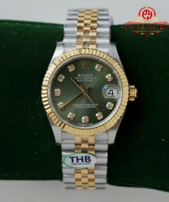 Rolex Datejust 278273 Two Tone Yellow Gold Olive Green Diamond-set Dial Jubilee Bracelet Best Replica THB 31mm