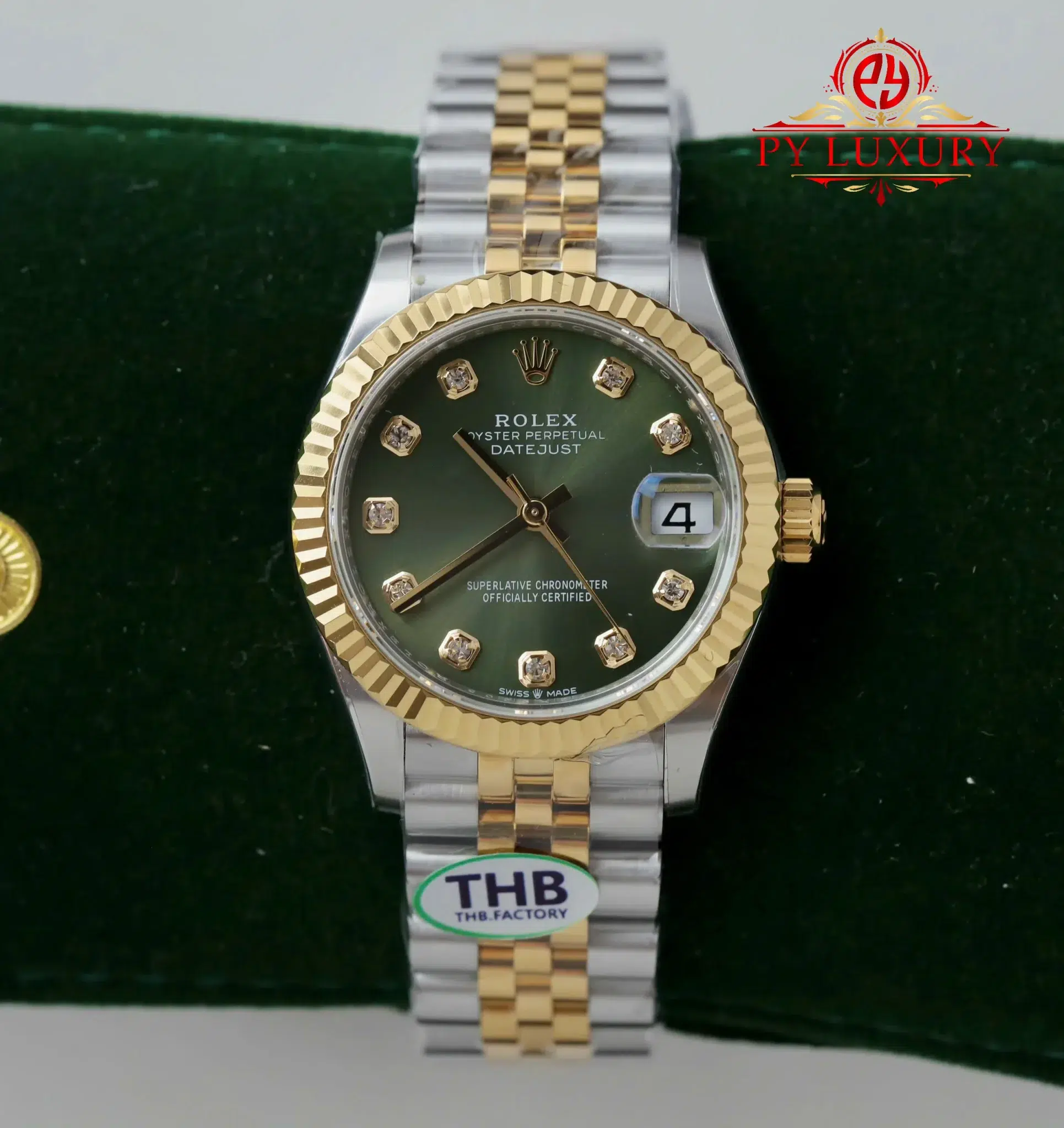 Rolex Datejust 278273 Two Tone Yellow Gold Olive Green Diamond-set Dial Jubilee Bracelet Best Replica THB 31mm