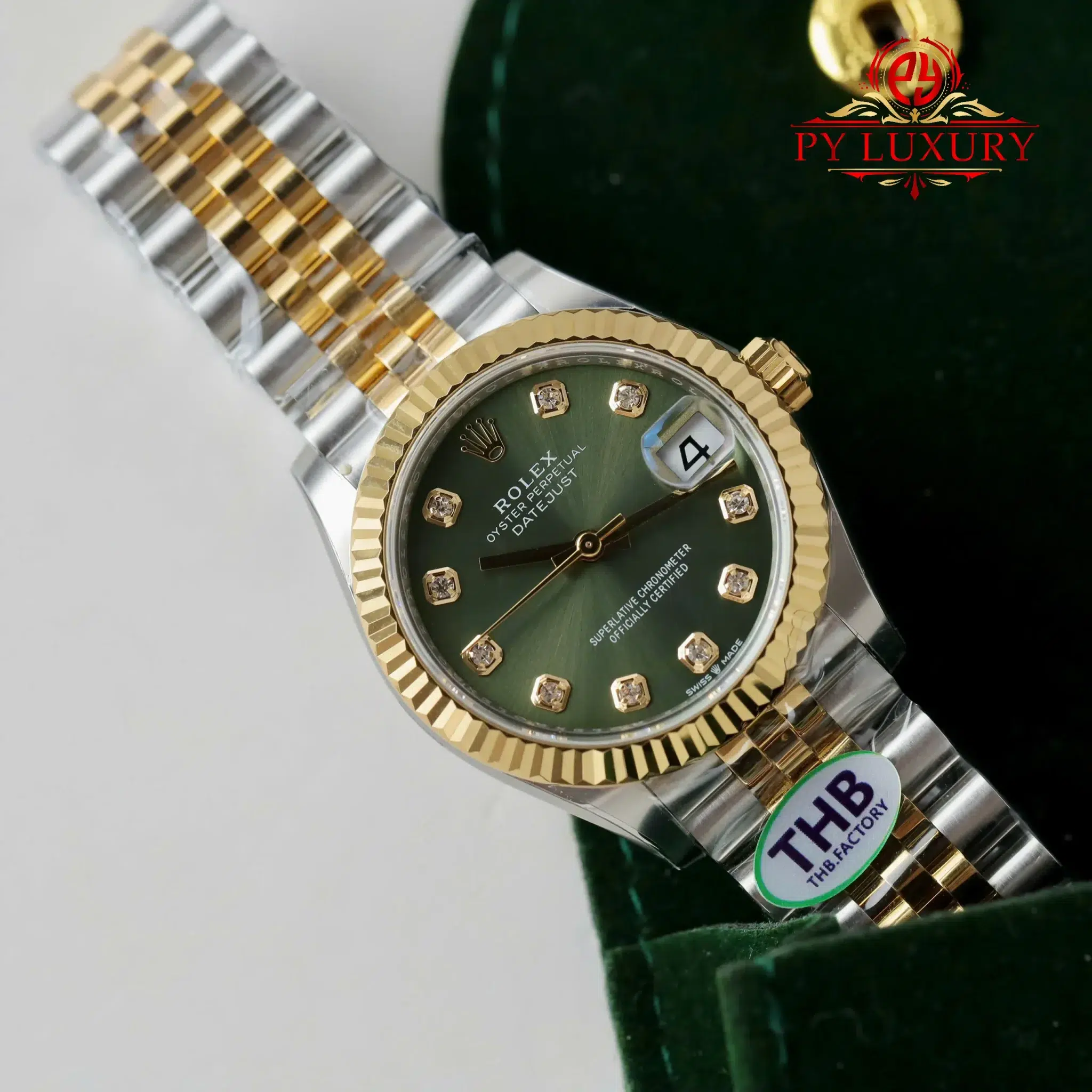 Rolex Datejust 278273 Two Tone Yellow Gold Olive Green Diamond-set Dial Jubilee Bracelet Best Replica THB 31mm - Image 2