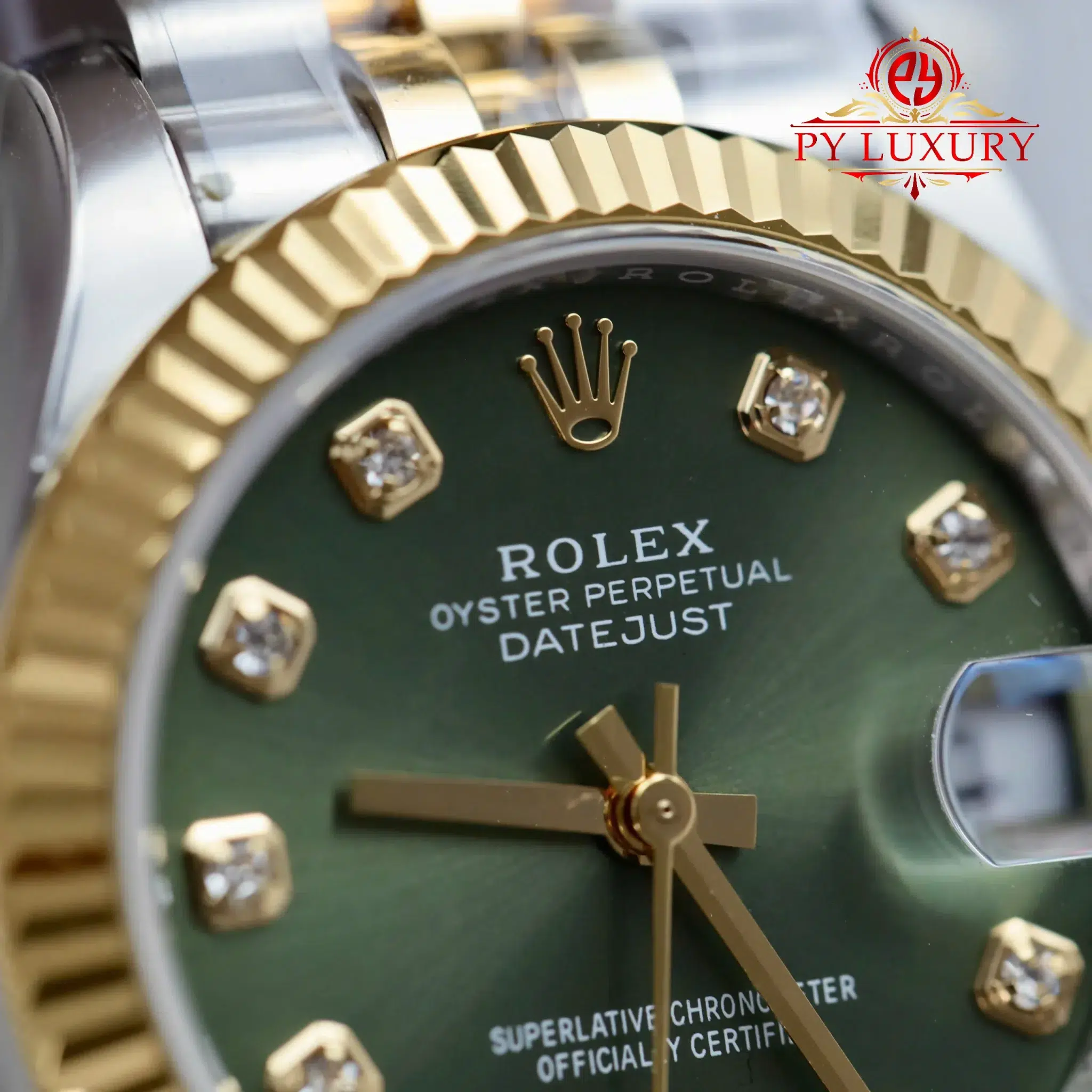 Rolex Datejust 278273 Two Tone Yellow Gold Olive Green Diamond-set Dial Jubilee Bracelet Best Replica THB 31mm - Image 5