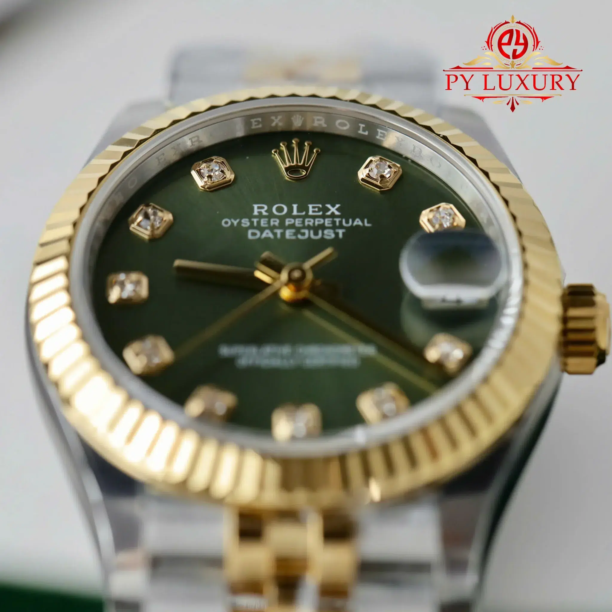 Rolex Datejust 278273 Two Tone Yellow Gold Olive Green Diamond-set Dial Jubilee Bracelet Best Replica THB 31mm - Image 6