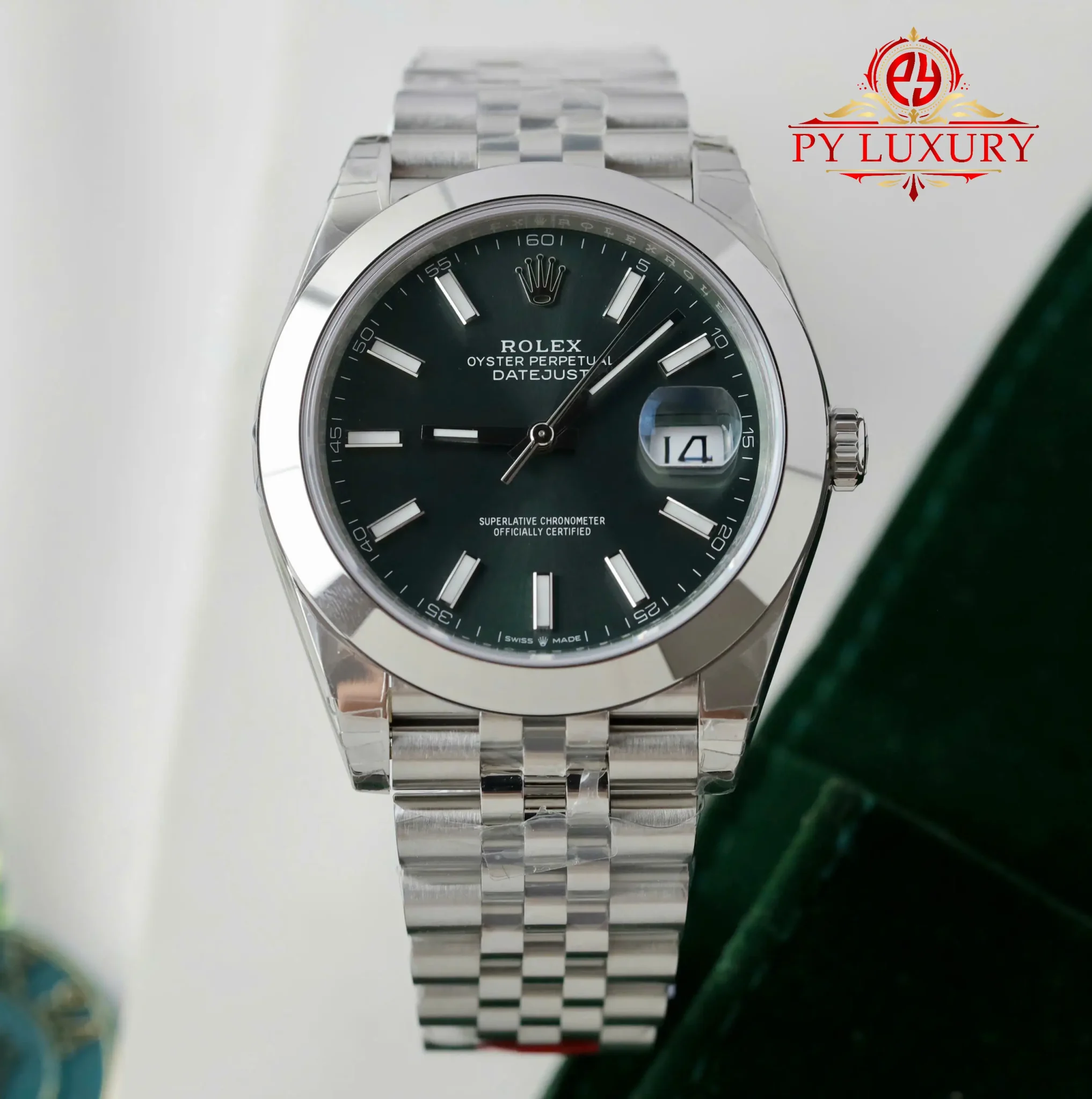 Rolex Datejust 126300 Mint Green Dial Smooth Bezel Jubilee Bracelet Best Replica VSF 41mm