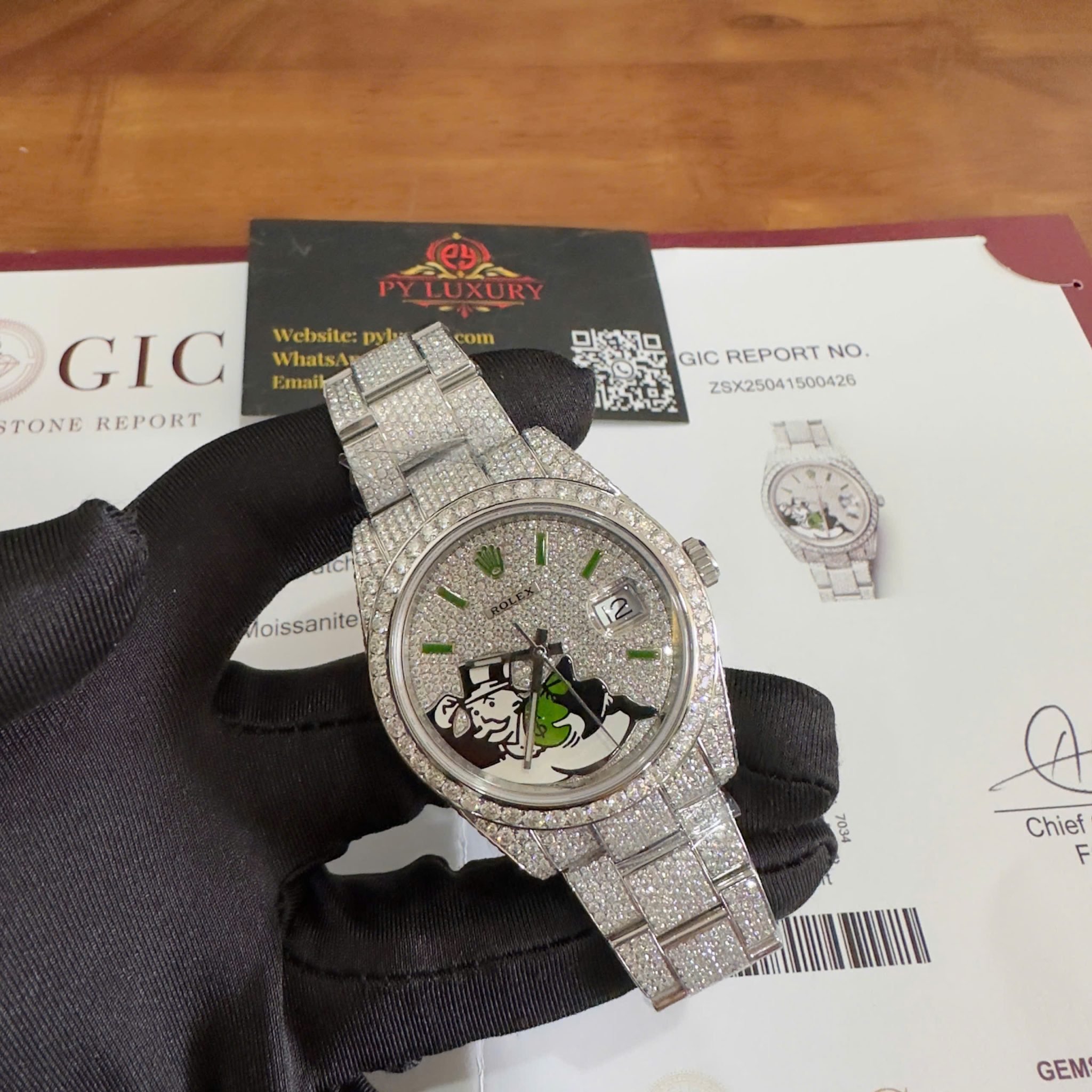 Rolex Datejust 126300 Bust Down Iced Out Moisssanite Diamonds Monopoly Dial Best Replica 41mm - Image 2