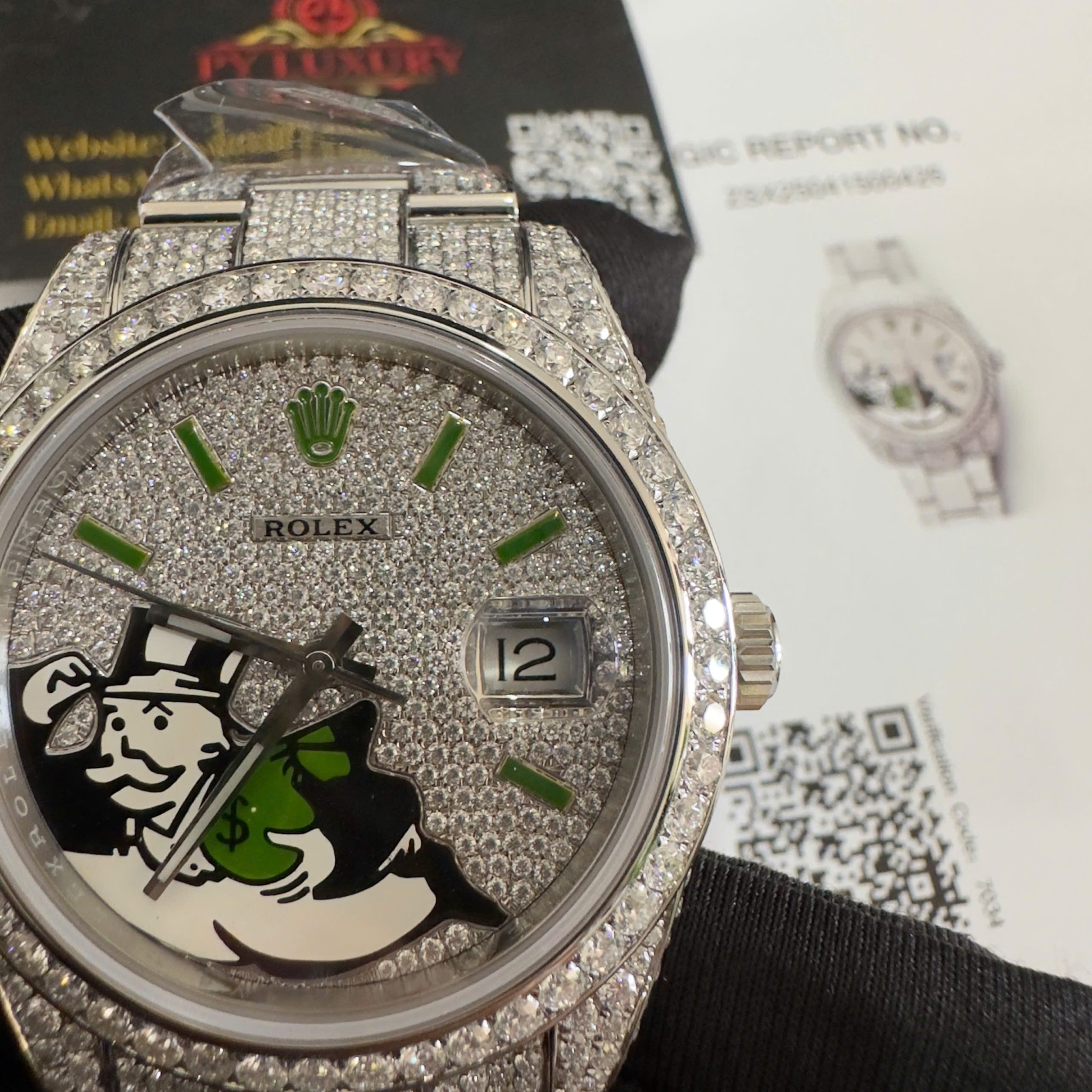 Rolex Datejust 126300 Bust Down Iced Out Moisssanite Diamonds Monopoly Dial Best Replica 41mm - Image 4