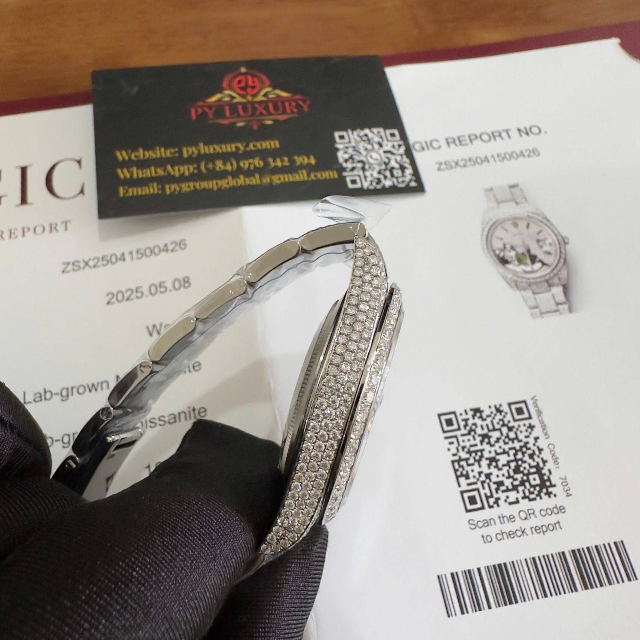 Rolex Datejust 126300 Bust Down Iced Out Moisssanite Diamonds Monopoly Dial Best Replica 41mm - Image 6