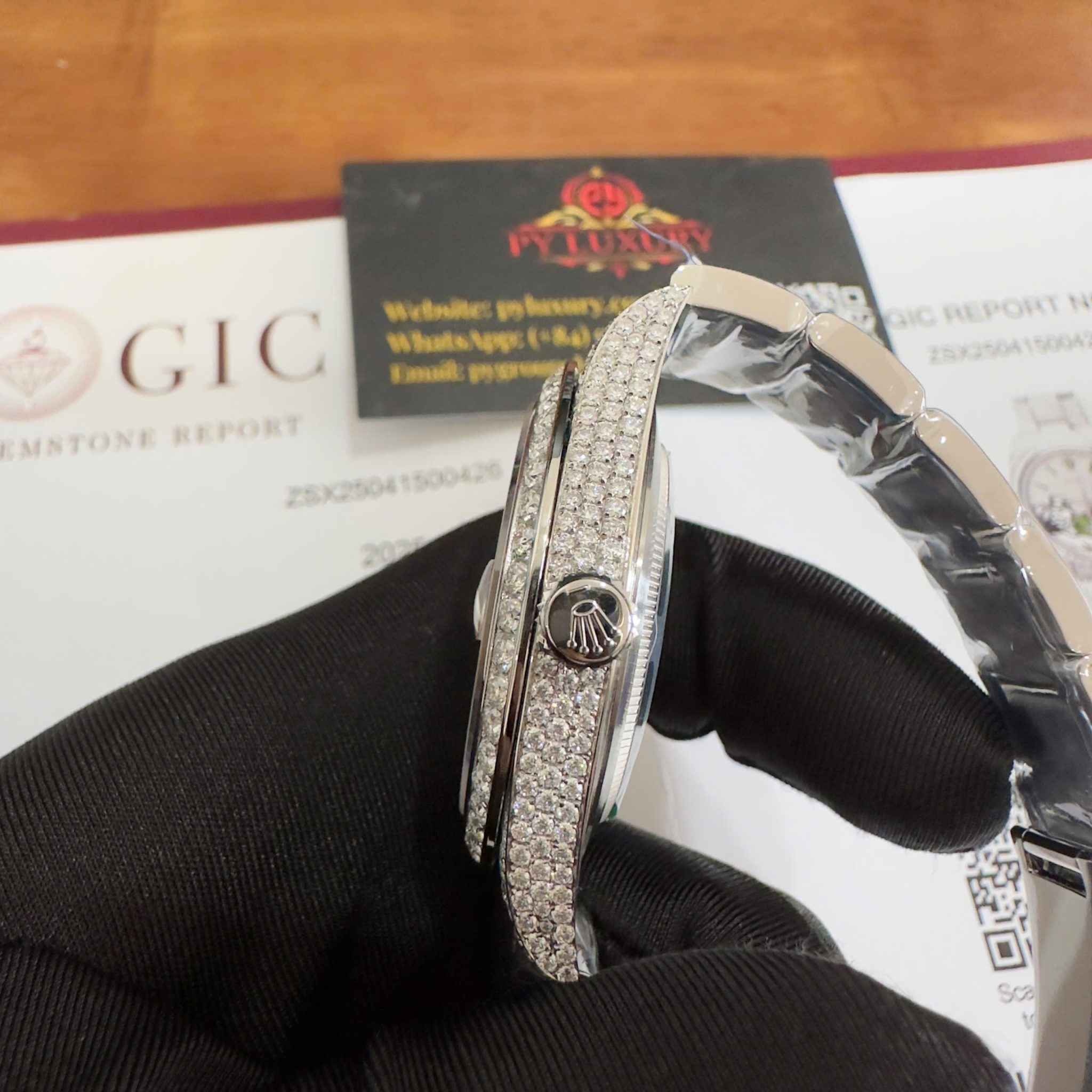 Rolex Datejust 126300 Bust Down Iced Out Moisssanite Diamonds Monopoly Dial Best Replica 41mm - Image 7