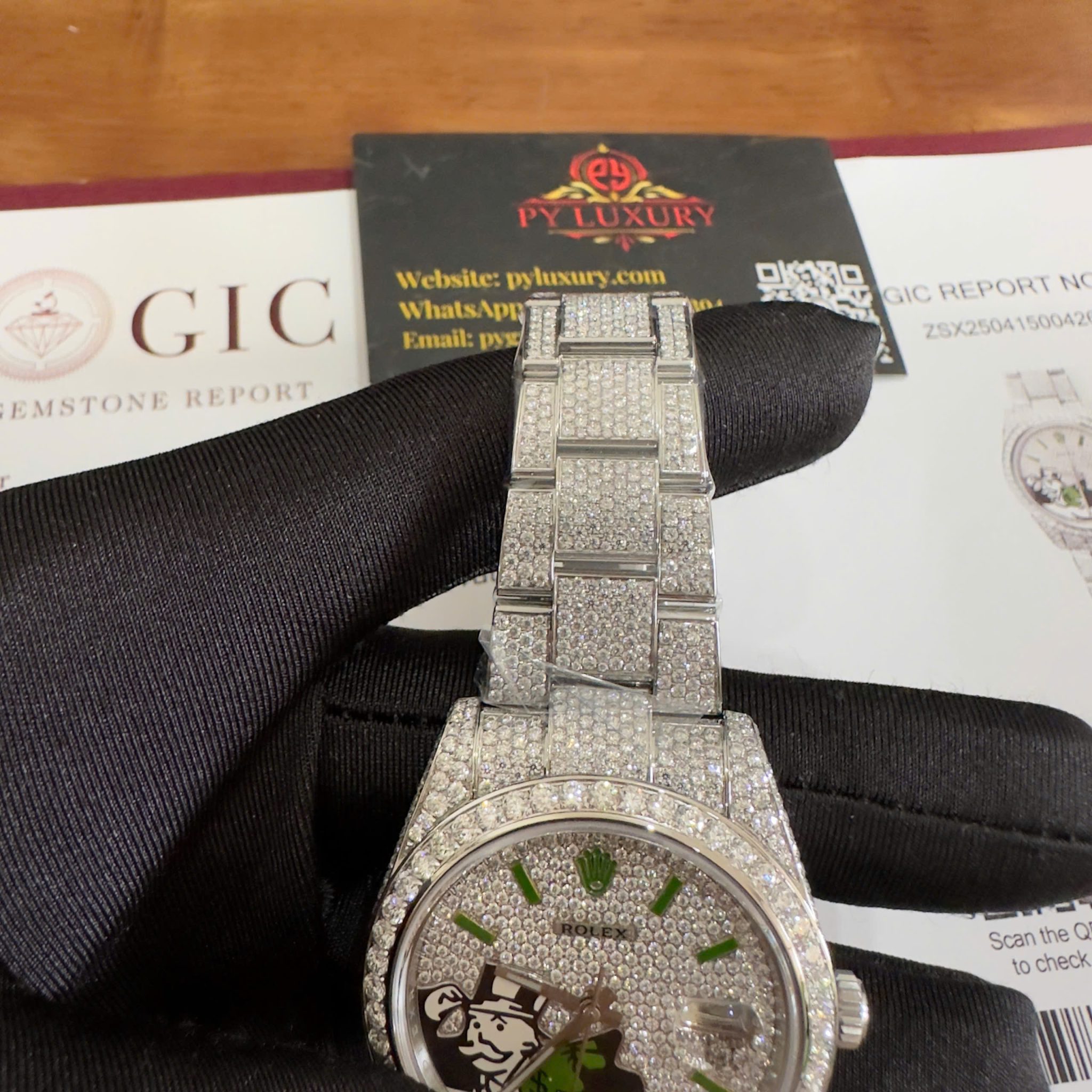 Rolex Datejust 126300 Bust Down Iced Out Moisssanite Diamonds Monopoly Dial Best Replica 41mm - Image 9