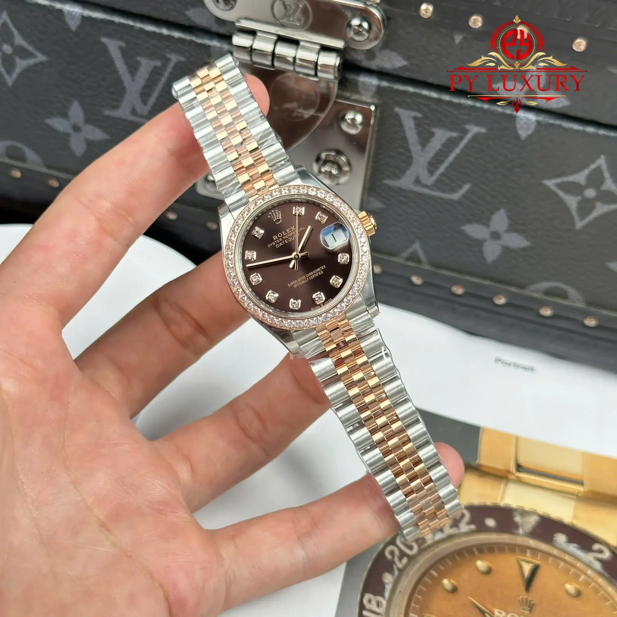 Rolex Datejust 278381RBR Two Tone Rose Gold Chocolate Dial Stone-set Bezel Jubilee Bracelet 1:1 Best Clone THB 31mm - Image 2