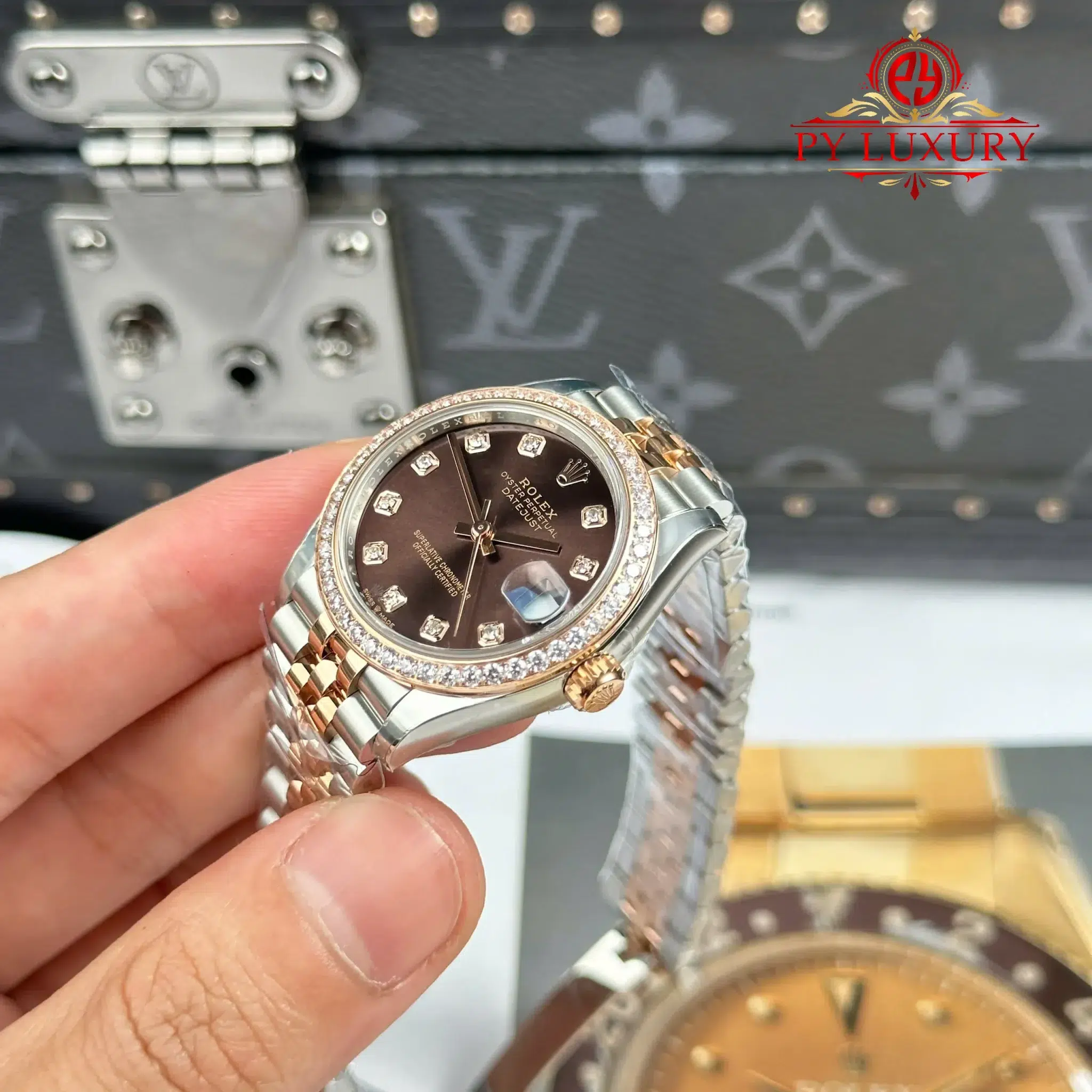 Rolex Datejust 278381RBR Two Tone Rose Gold Chocolate Dial Stone-set Bezel Jubilee Bracelet 1:1 Best Clone THB 31mm - Image 3