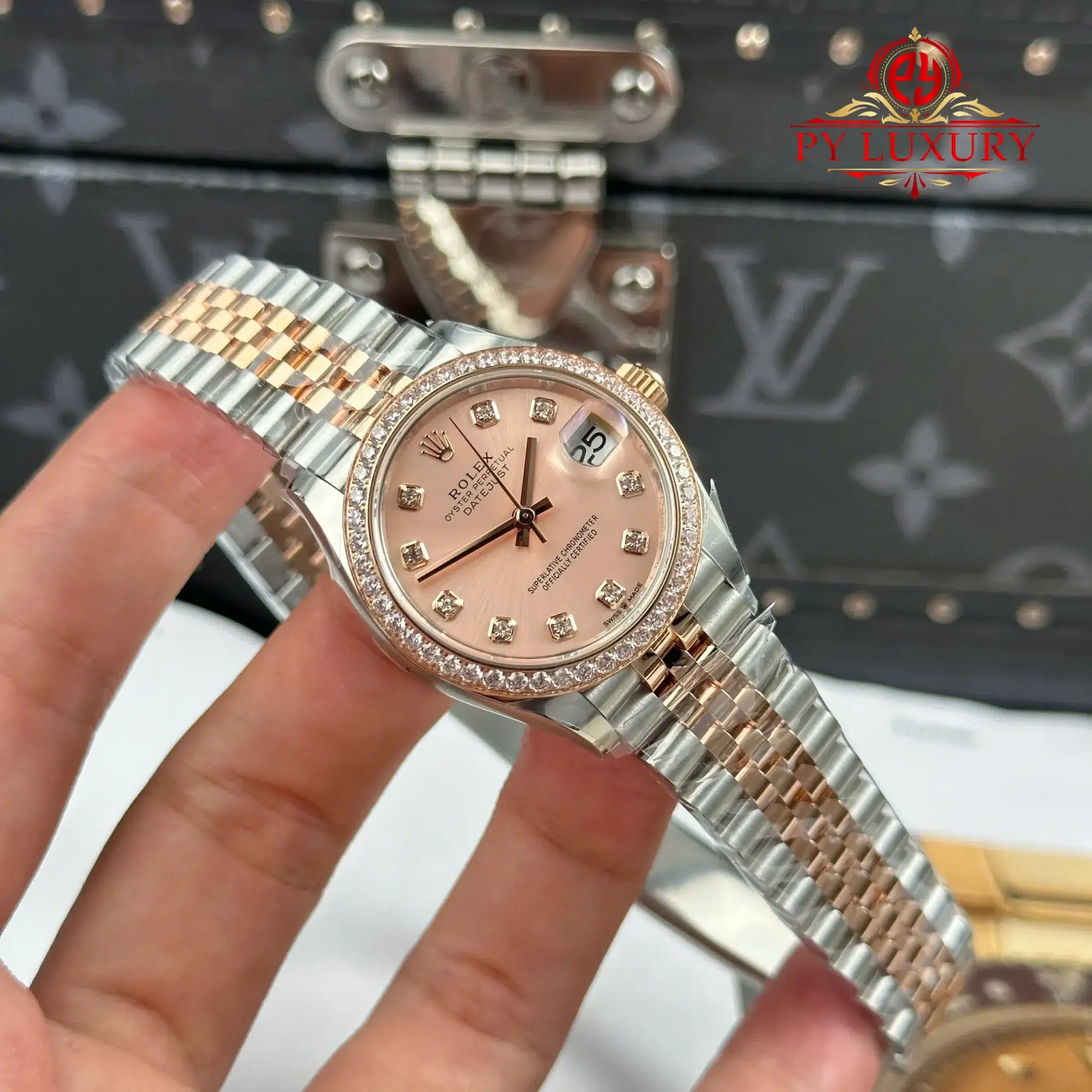 Rolex Datejust 278381RBR Two Tone Rose Gold Rose Colour Dial Stone-set Bezel Jubilee Bracelet 1:1 Best Clone THB 31mm - Image 4