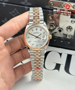 Rolex Datejust 126231 Two Tone Rose Gold Silver Palm-Motif Diamond Dial Jubilee Bracelet 1:1 Best Replica 36mm