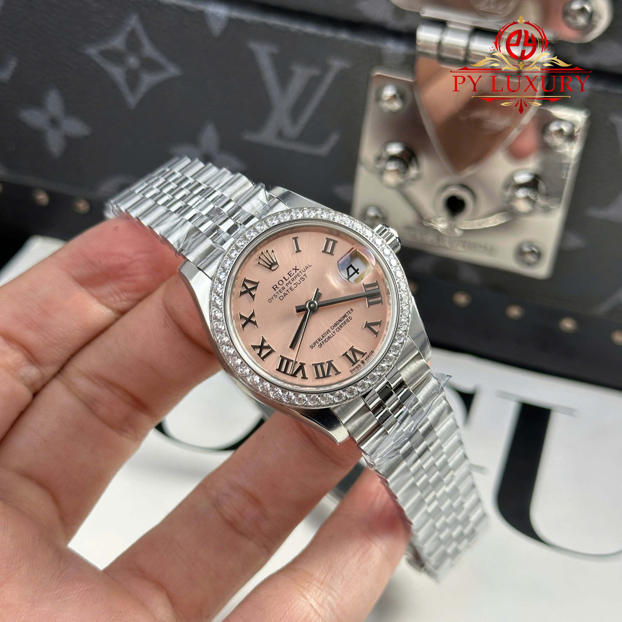 Rolex Datejust 278384RBR Pink Roman Dial Diamond Bezel Jubilee Bracelet 1:1 Best Replica THB 31mm - Image 3