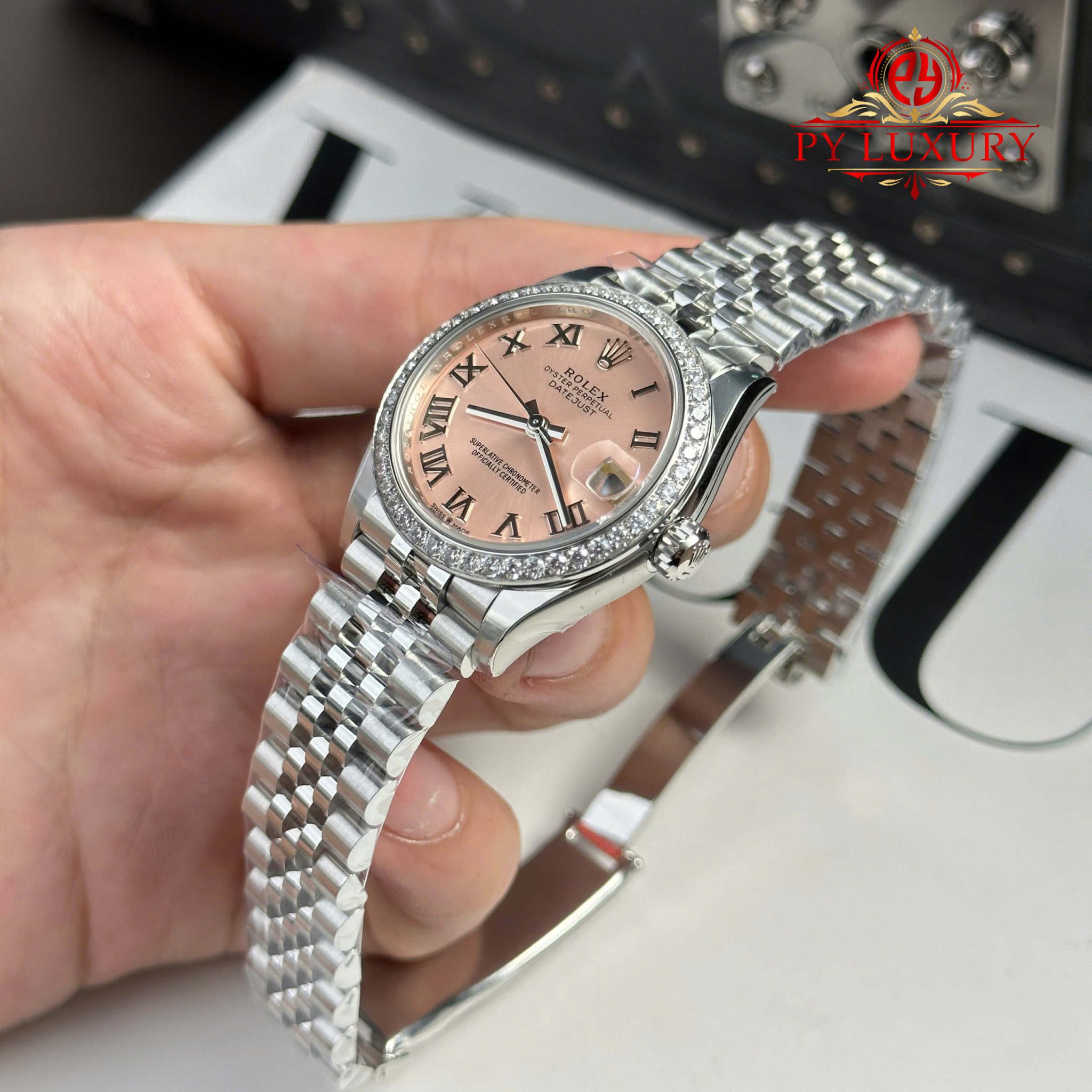 Rolex Datejust 278384RBR Pink Roman Dial Diamond Bezel Jubilee Bracelet 1:1 Best Replica THB 31mm - Image 4