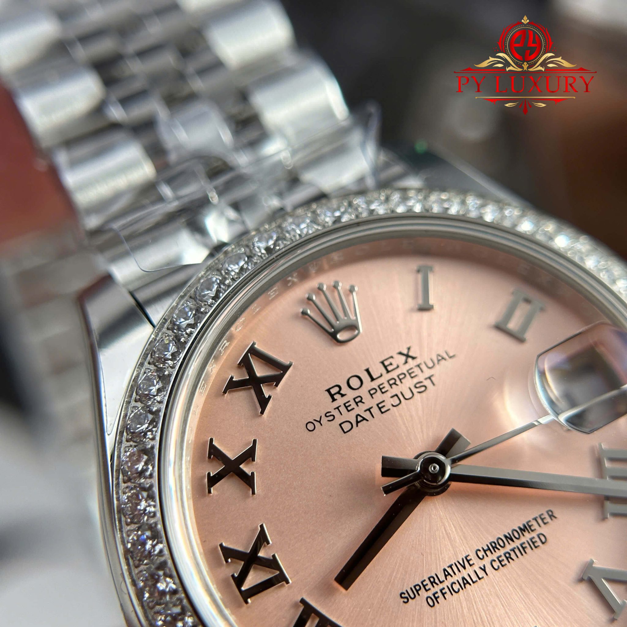 Rolex Datejust 278384RBR Pink Roman Dial Diamond Bezel Jubilee Bracelet 1:1 Best Replica THB 31mm - Image 6