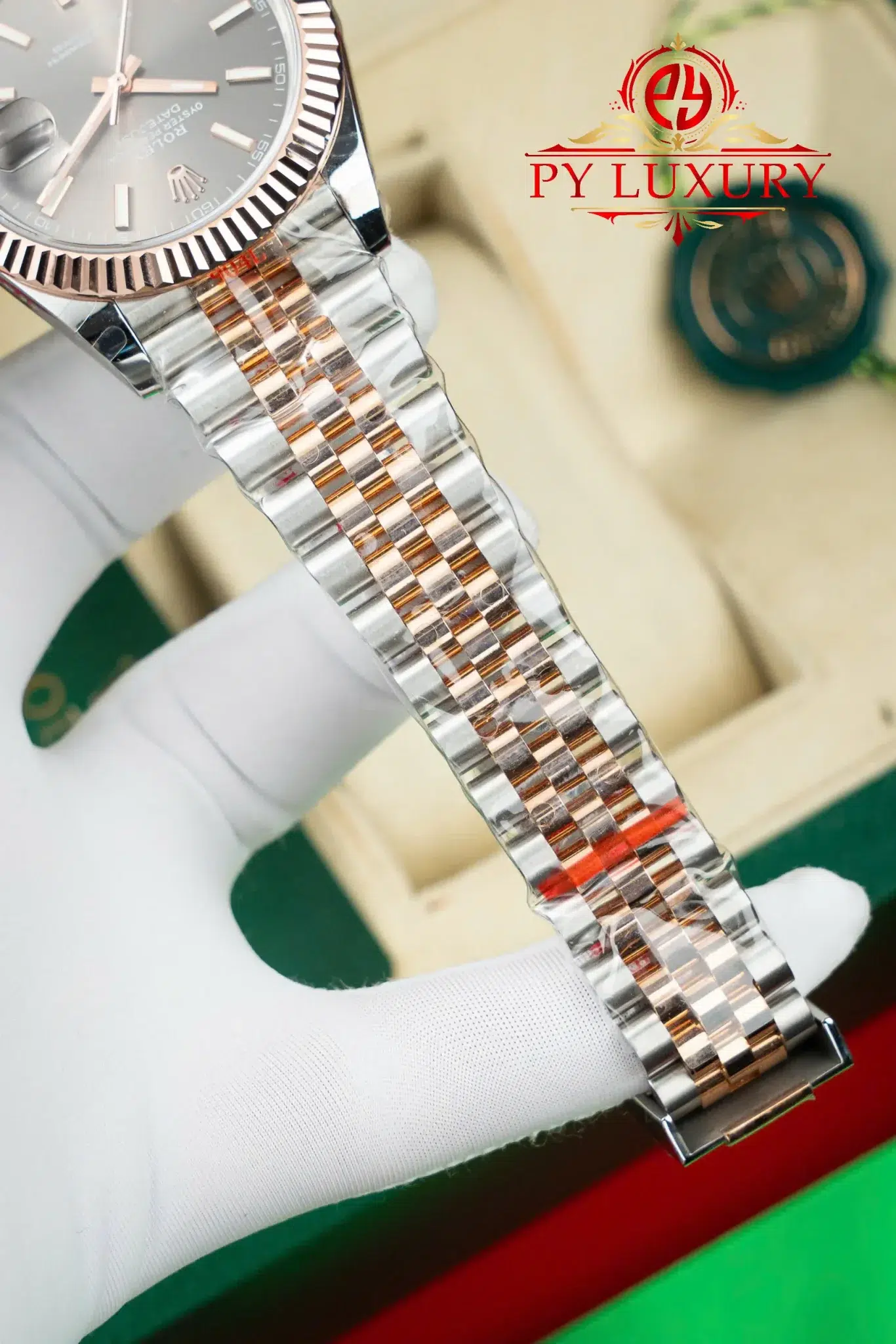 Rolex Datejust 126331 Two Tone 10K Rose Gold Wrapped Grey Dial Jubilee Bracelet Best Clone 41mm - Image 11