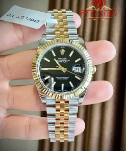 Rolex Datejust 126333 Black Dial 10K Yellow Gold Wrapped Jubilee Bracelet 1:1 Replica 41mm