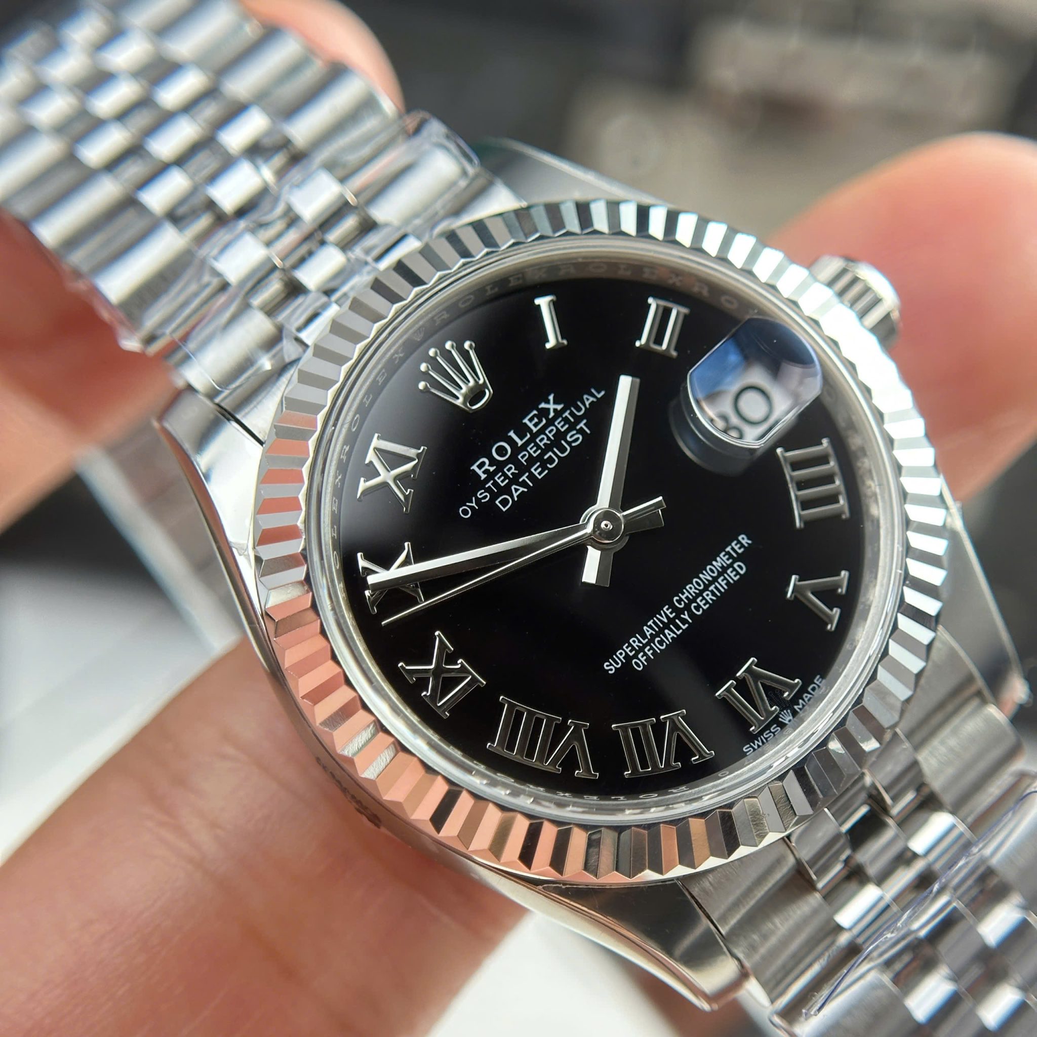 Rolex Datejust 278274-0002 Black Roman Dial Fluted Bezel Jubilee Bracelet Best Replica THB 31mm - Image 5