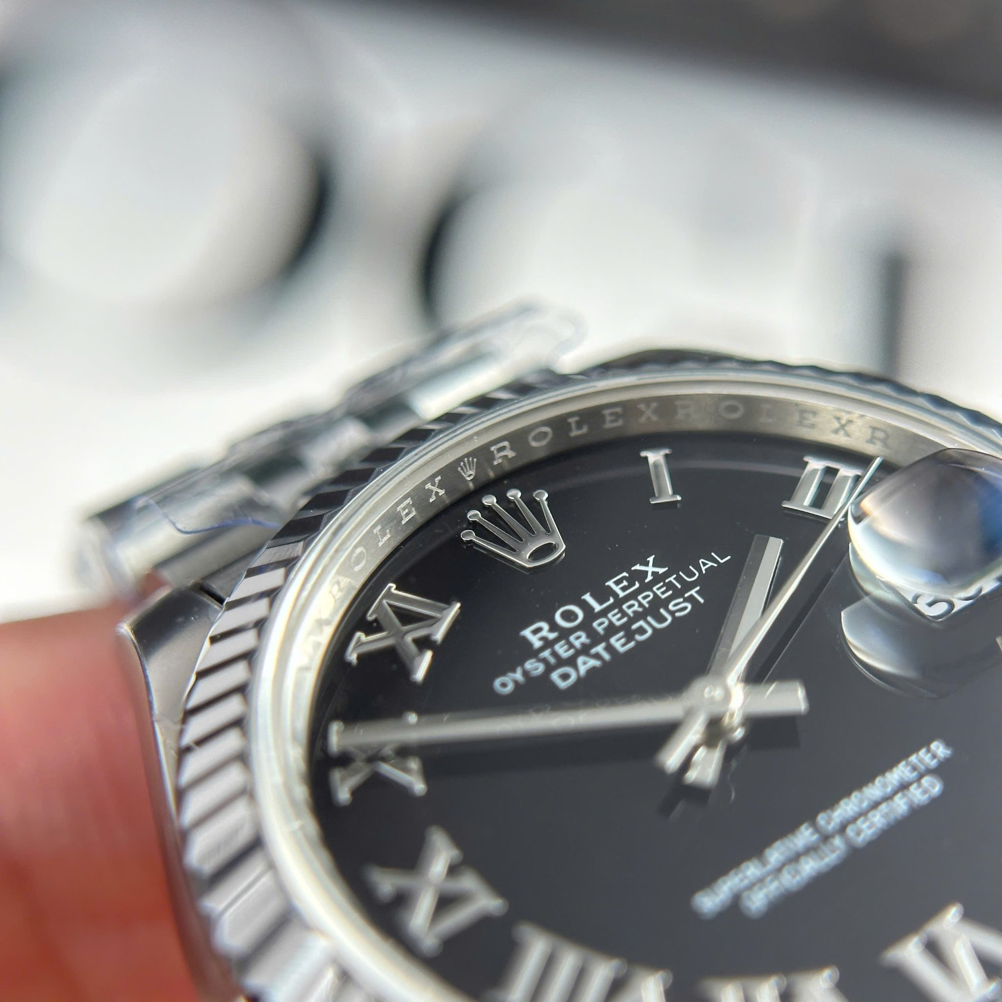 Rolex Datejust 278274-0002 Black Roman Dial Fluted Bezel Jubilee Bracelet Best Replica THB 31mm - Image 6