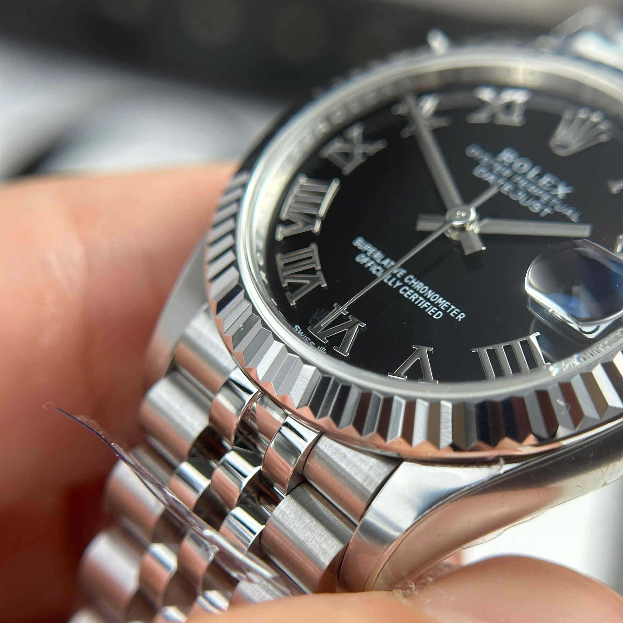 Rolex Datejust 278274-0002 Black Roman Dial Fluted Bezel Jubilee Bracelet Best Replica THB 31mm - Image 7