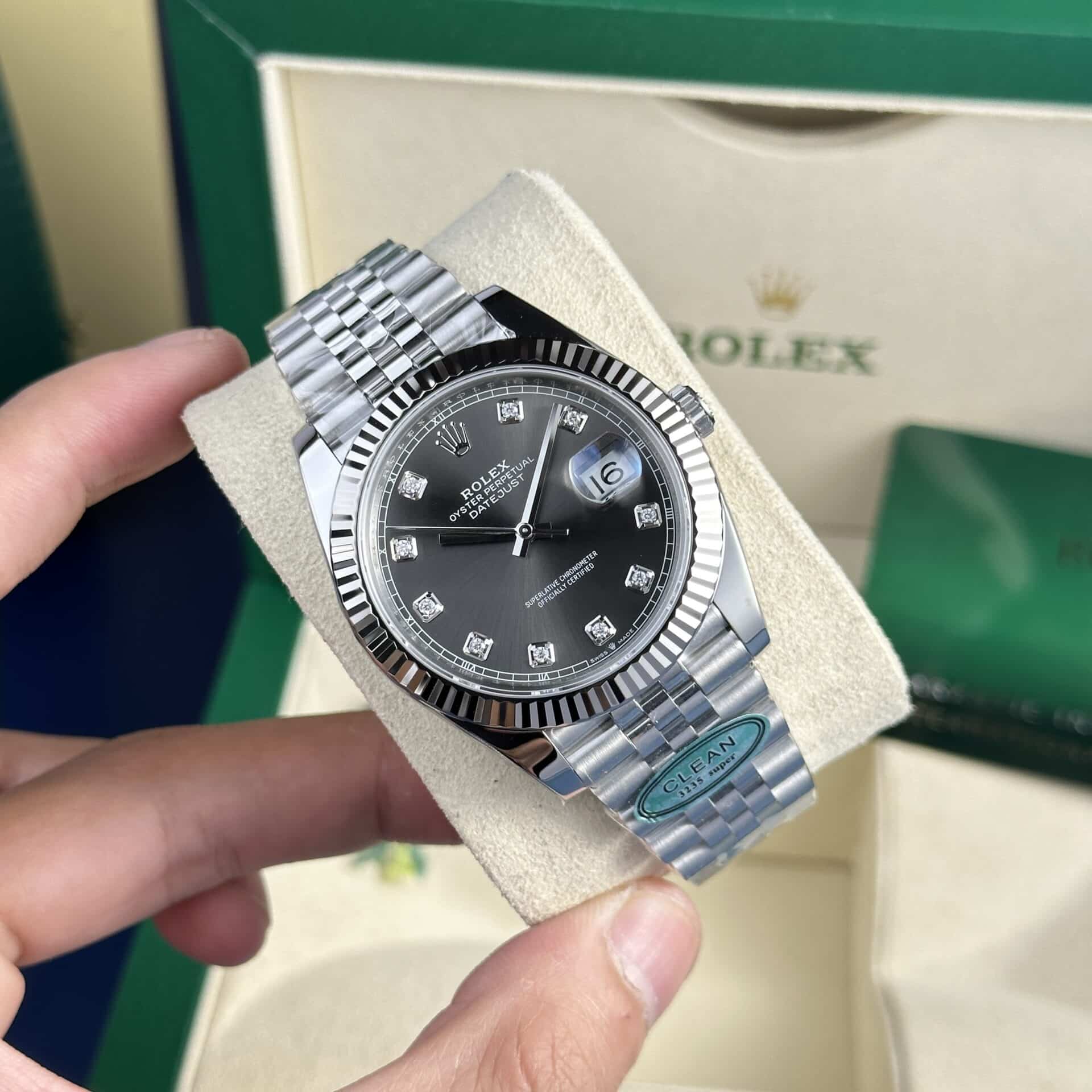 Rolex Datejust 41 126334 Grey Diamond Dial Jubilee Best Replica Clean Factory