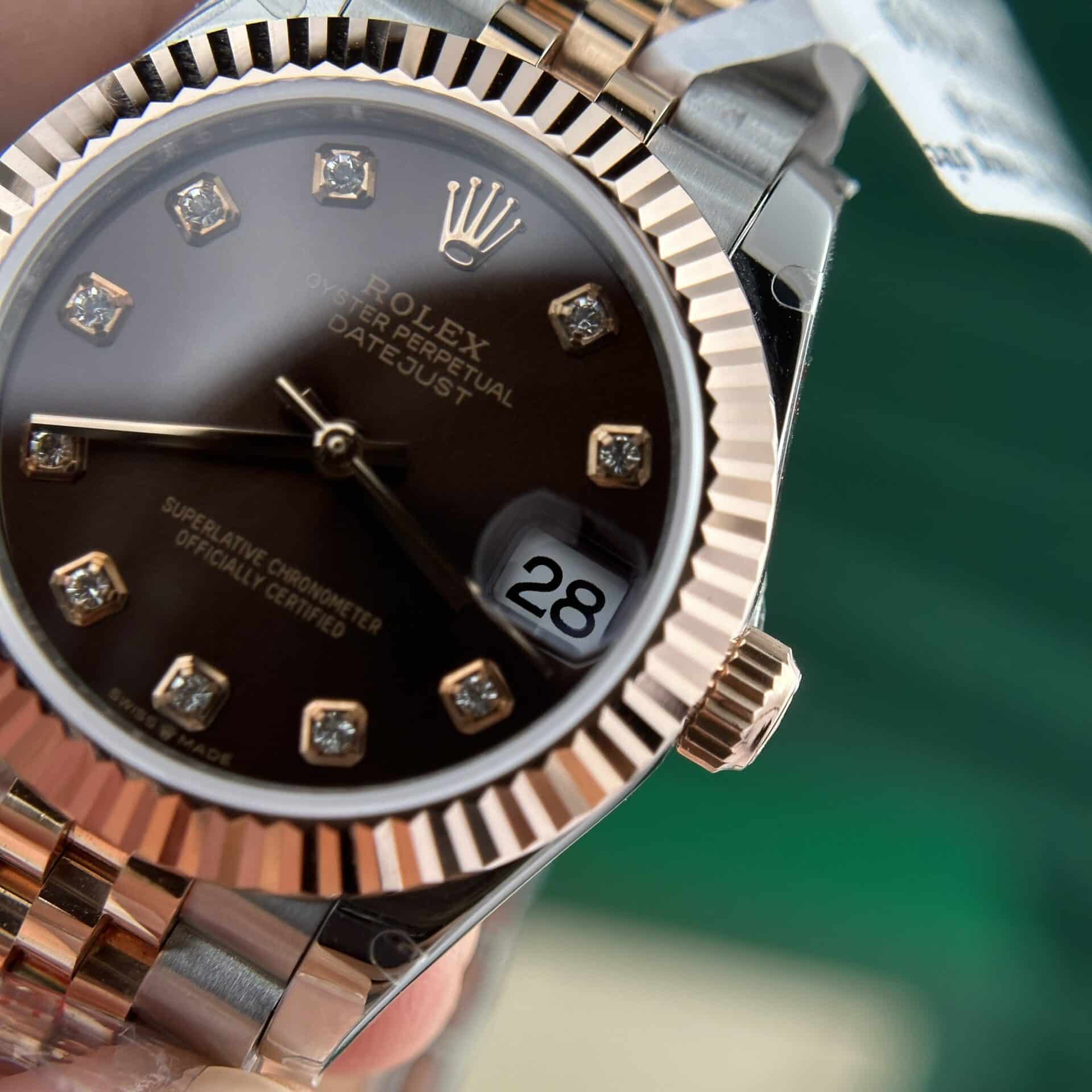 Rolex Datejust Two Tone 10K Rose Gold Wrapped Chocolate Diamond Dial Jubilee Super Clone 31mm - Image 5
