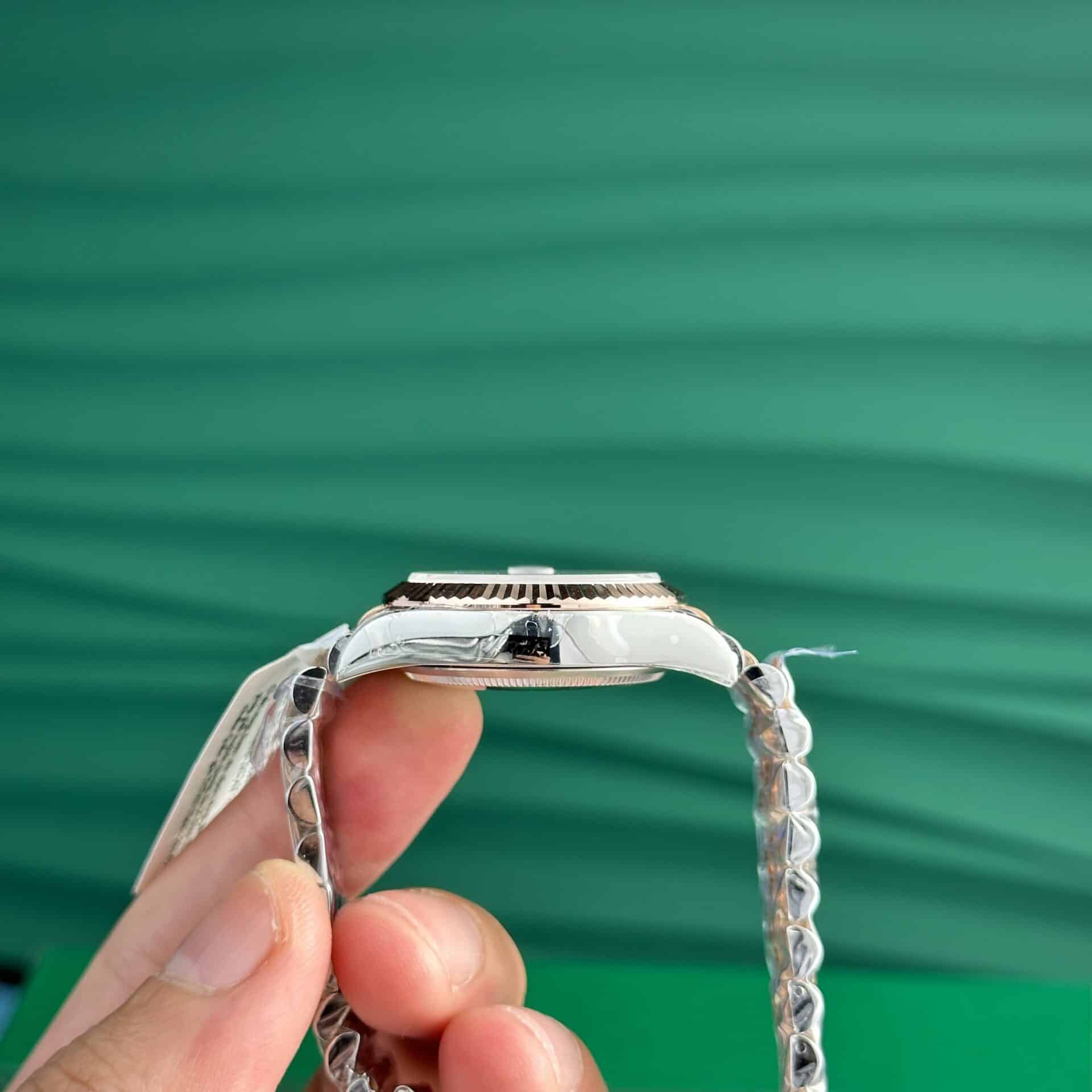 Rolex Datejust Two Tone 10K Rose Gold Wrapped Chocolate Diamond Dial Jubilee Super Clone 31mm - Image 7