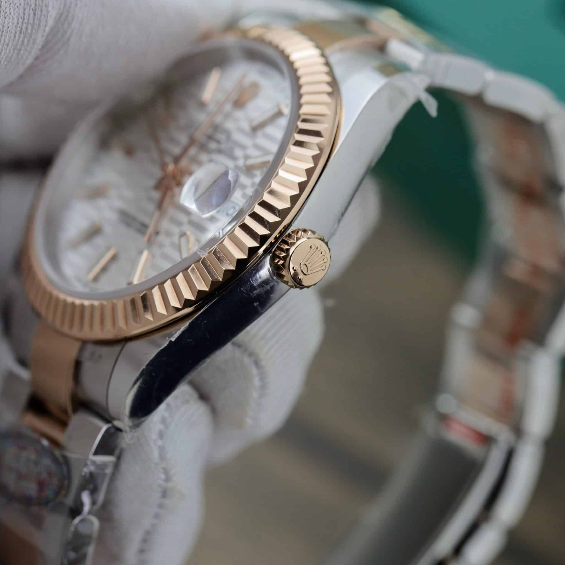 Rolex Datejust 41 Two Tone Rose Gold Silver Motif Dial Oyster Bracelet Best Replica Clean Factory 41mm - Image 6