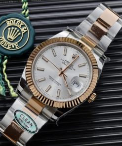 Rolex Datejust 126331 Two Tone Rose Gold Silver Dial Oyster Replica Clean Factory 41mm