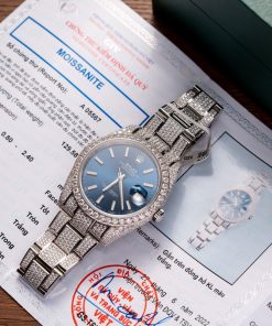 Rolex Datejust 41 Blue Dial Iced Out Moissanite Top Quality Replica 41mm