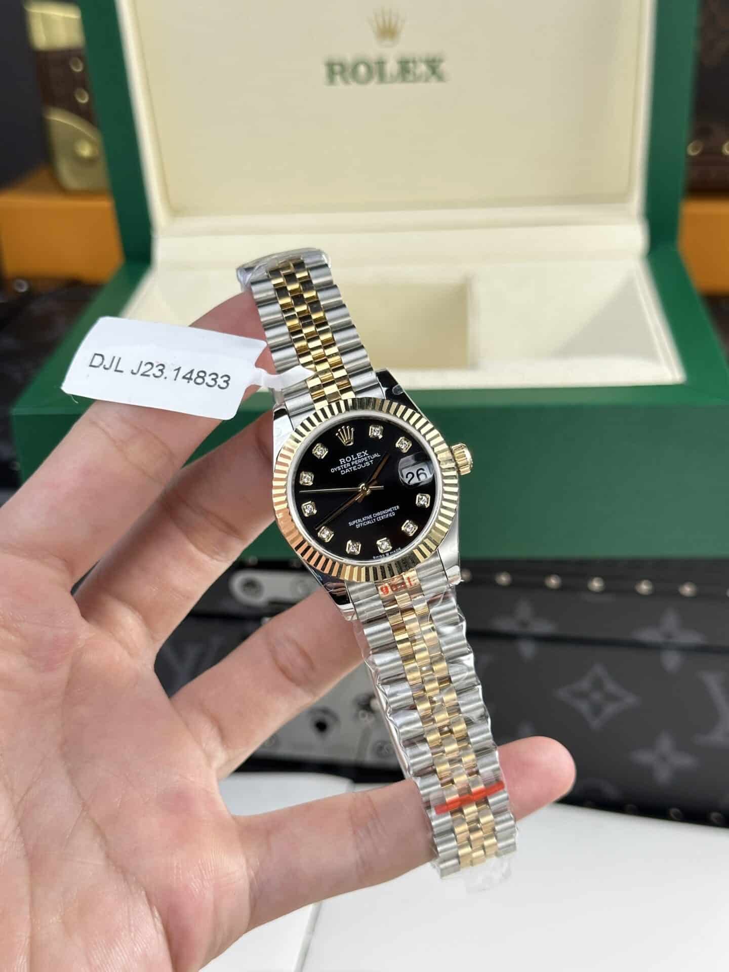 Rolex Datejust Two Tone Lady 10K Yellow Gold Wrapped Black Dial Jubilee 31mm - Image 2