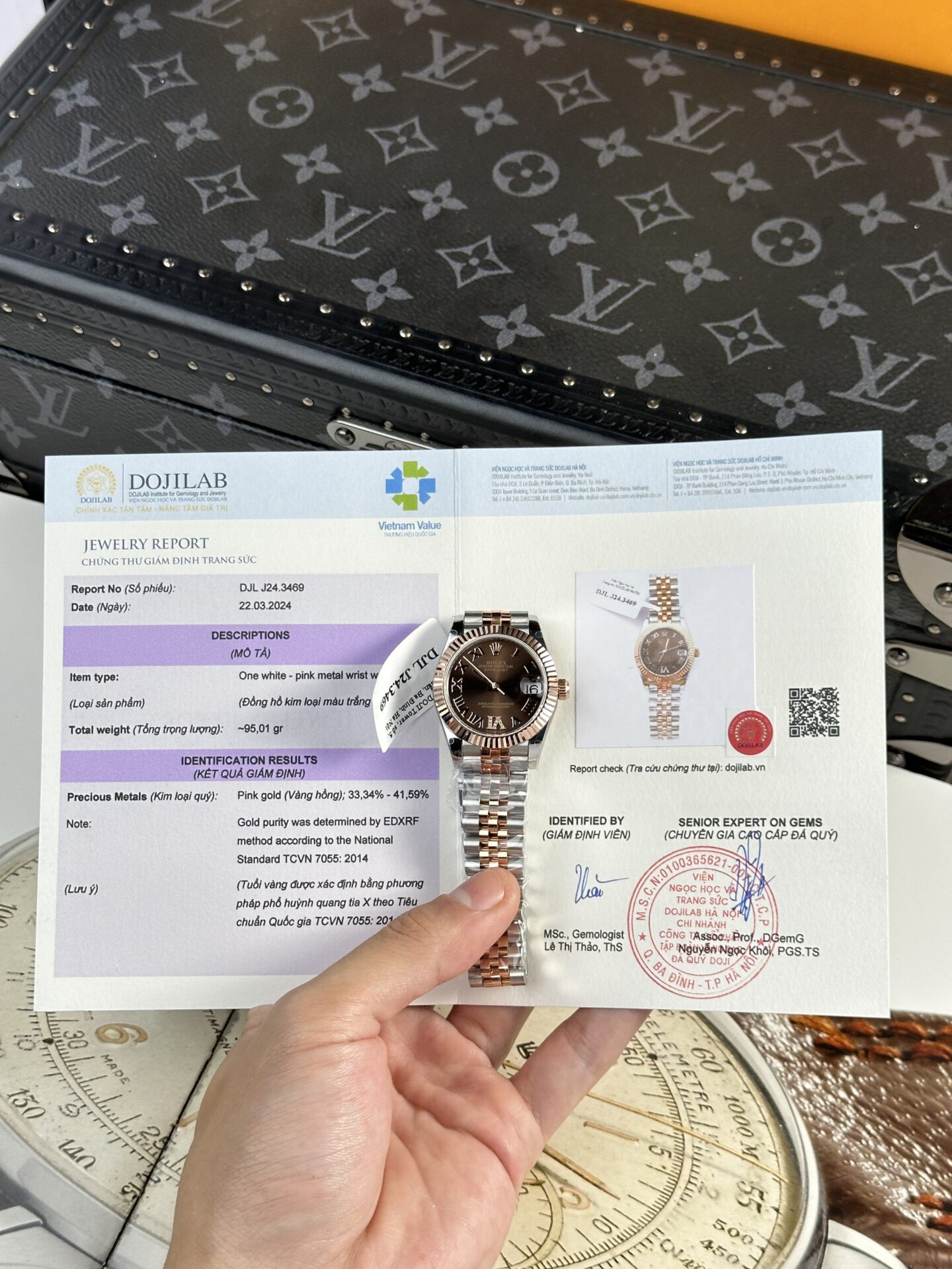 Rolex Datejust Lady Two Tone 10K Rose Gold Wrapped Chocolate Roman Dial 31mm