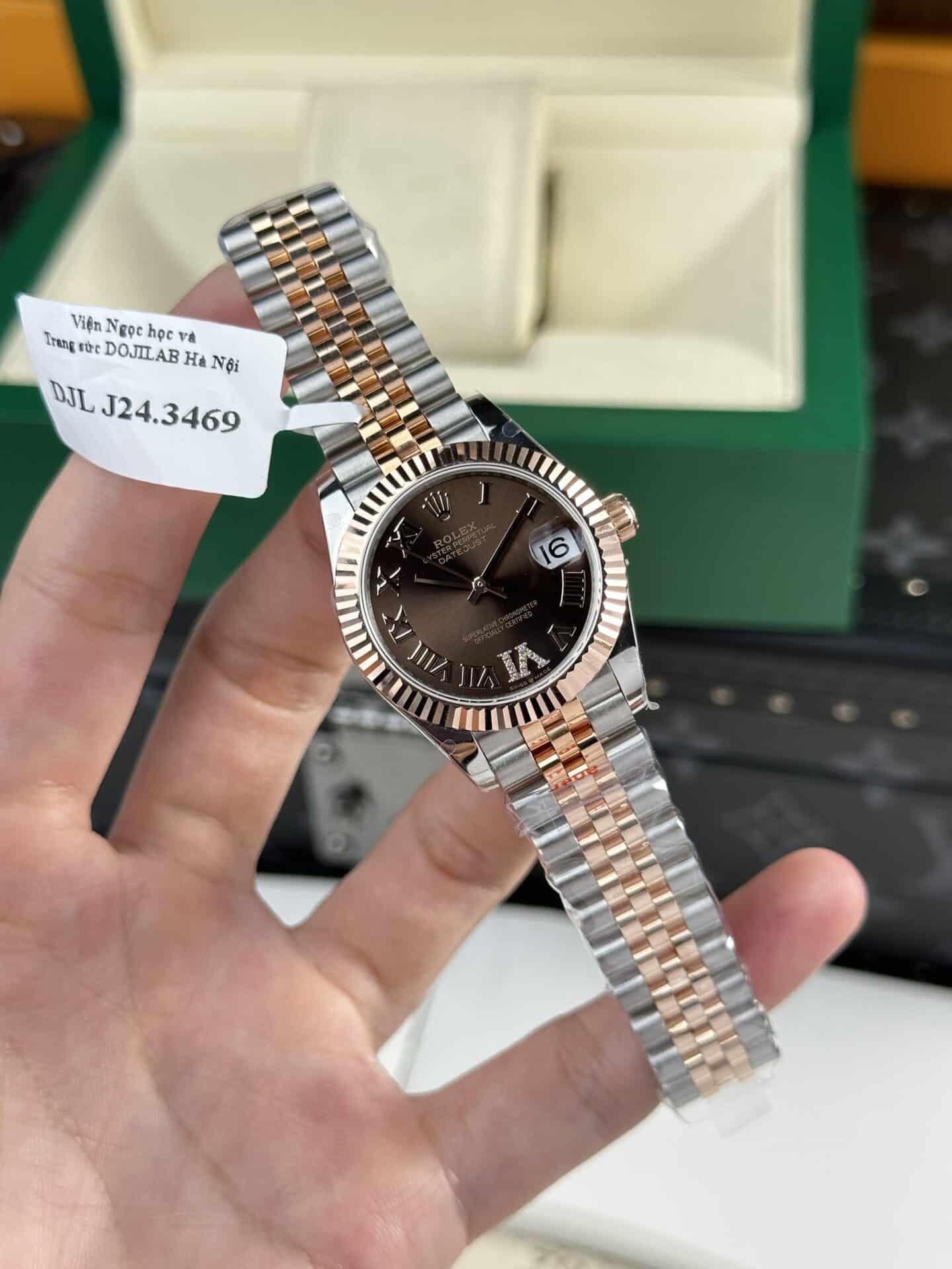 Rolex Datejust Lady Two Tone 10K Rose Gold Wrapped Chocolate Roman Dial 31mm - Image 2