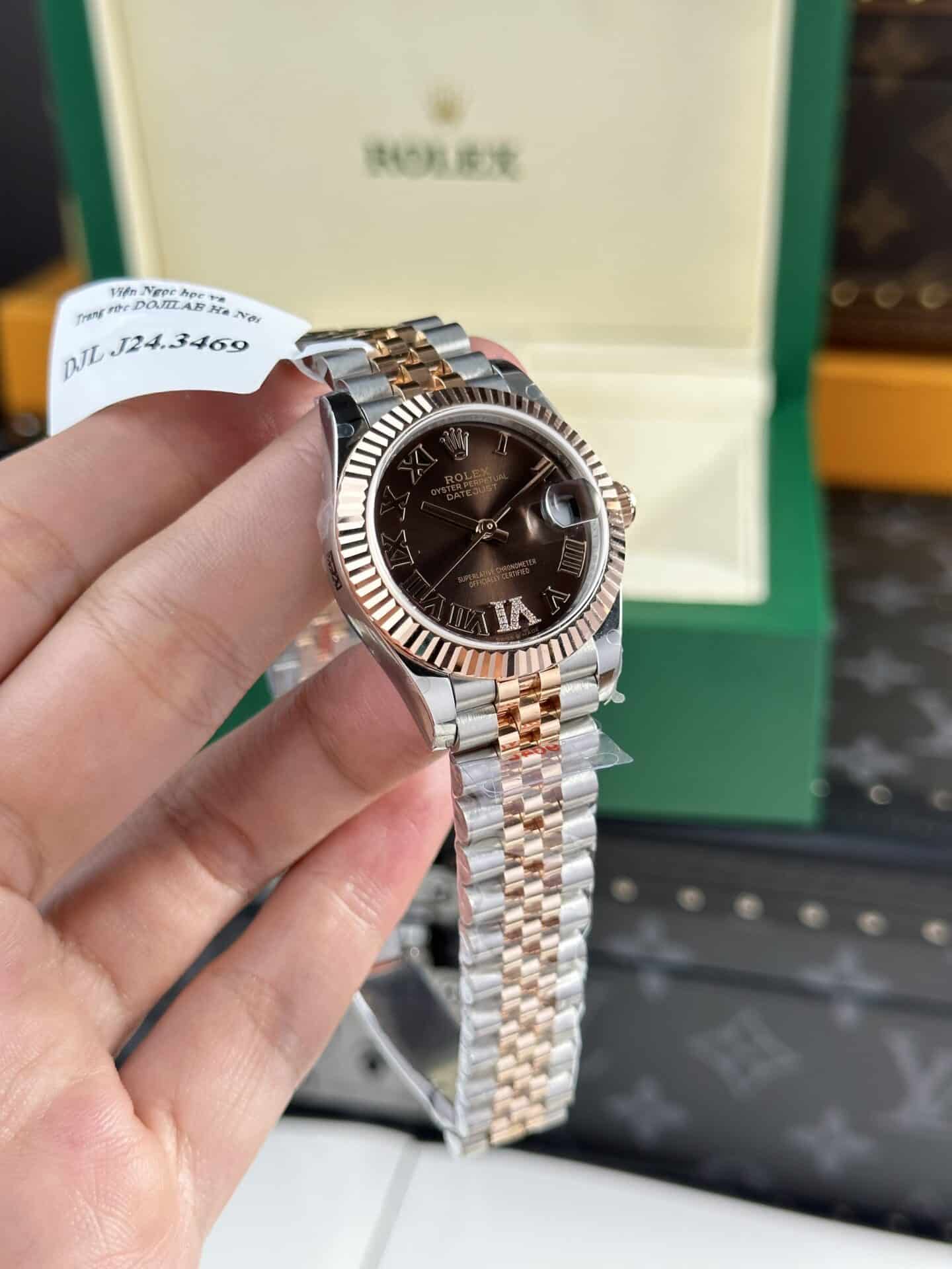 Rolex Datejust Lady Two Tone 10K Rose Gold Wrapped Chocolate Roman Dial 31mm - Image 3