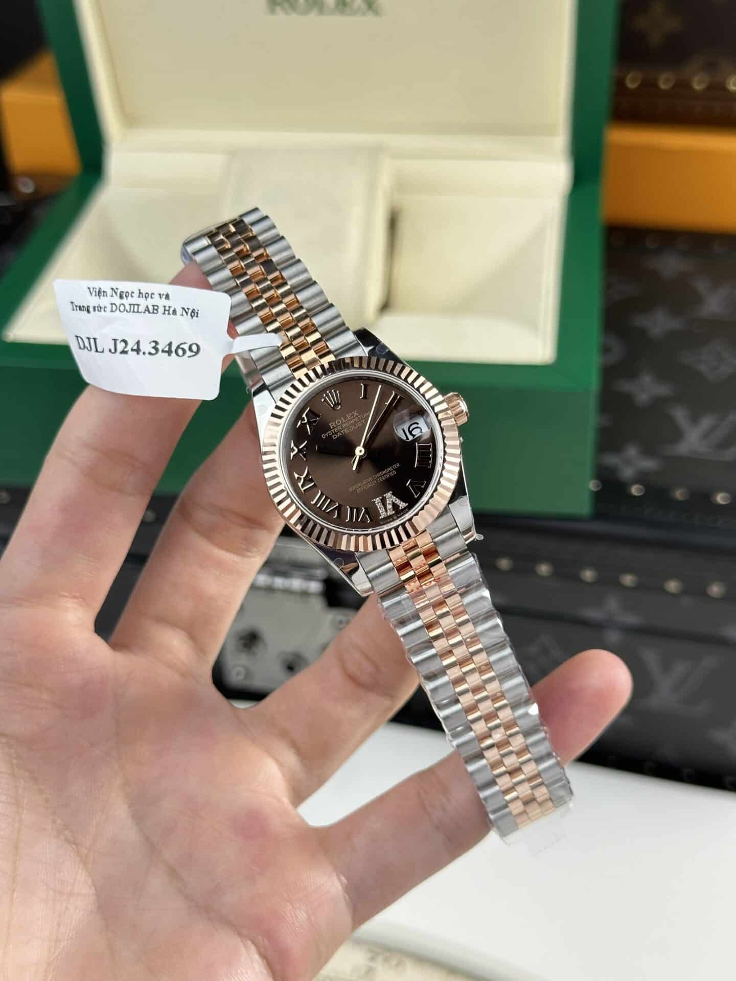 Rolex Datejust Lady Two Tone 10K Rose Gold Wrapped Chocolate Roman Dial 31mm - Image 4