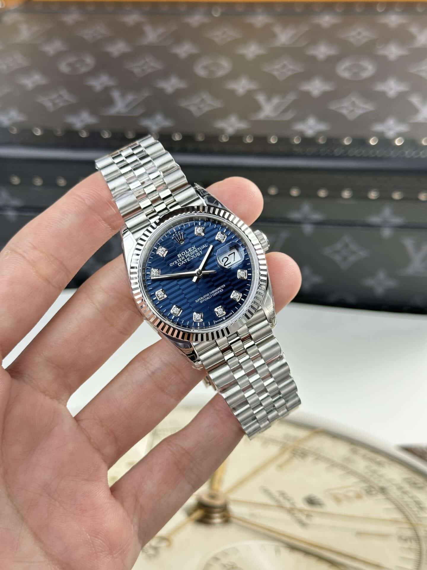 Rolex Datejust Blue Motif Diamond Dial Jubilee Top Quality Replica 36mm - Image 2