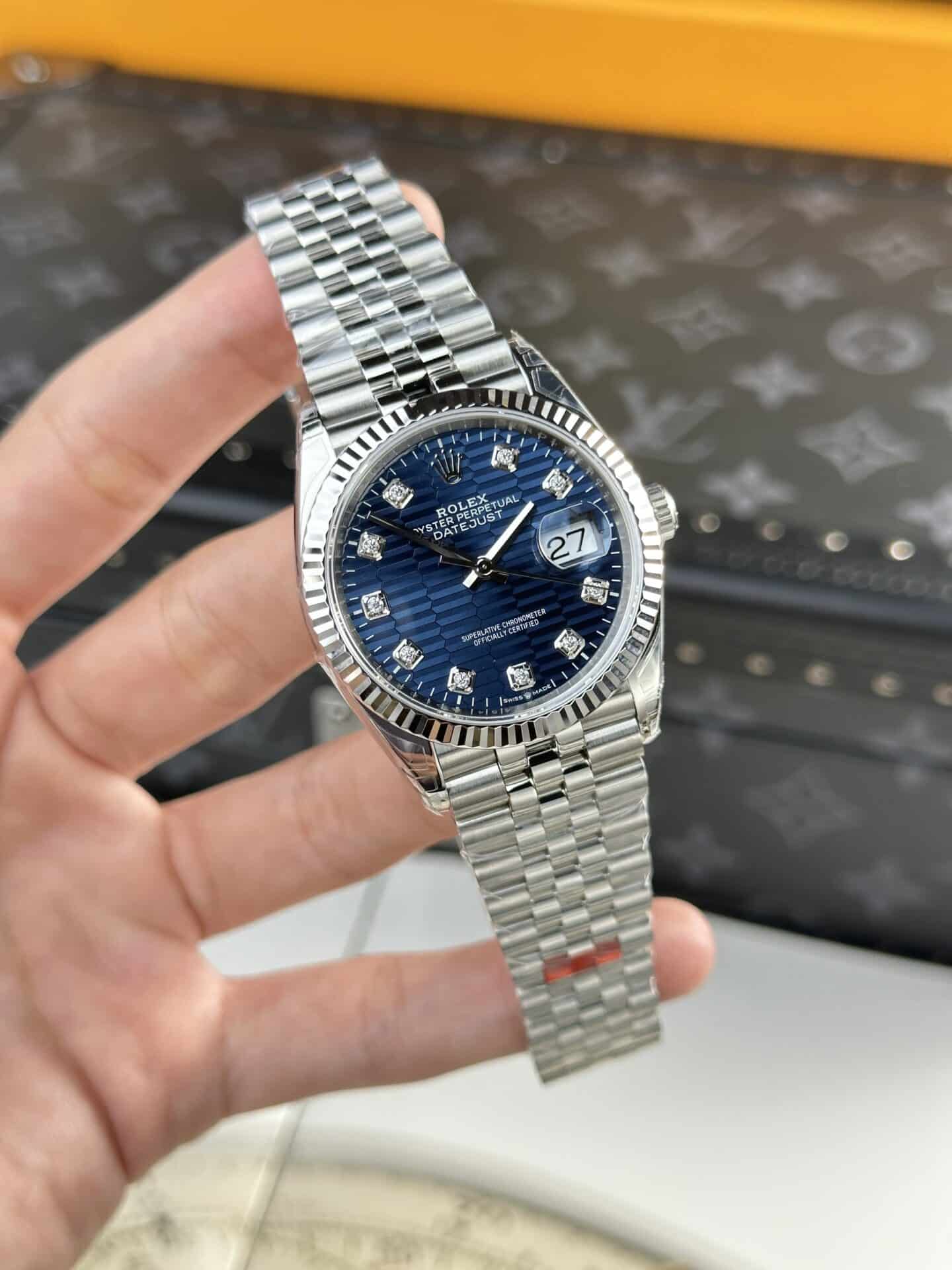 Rolex Datejust Blue Motif Diamond Dial Jubilee Top Quality Replica 36mm - Image 3