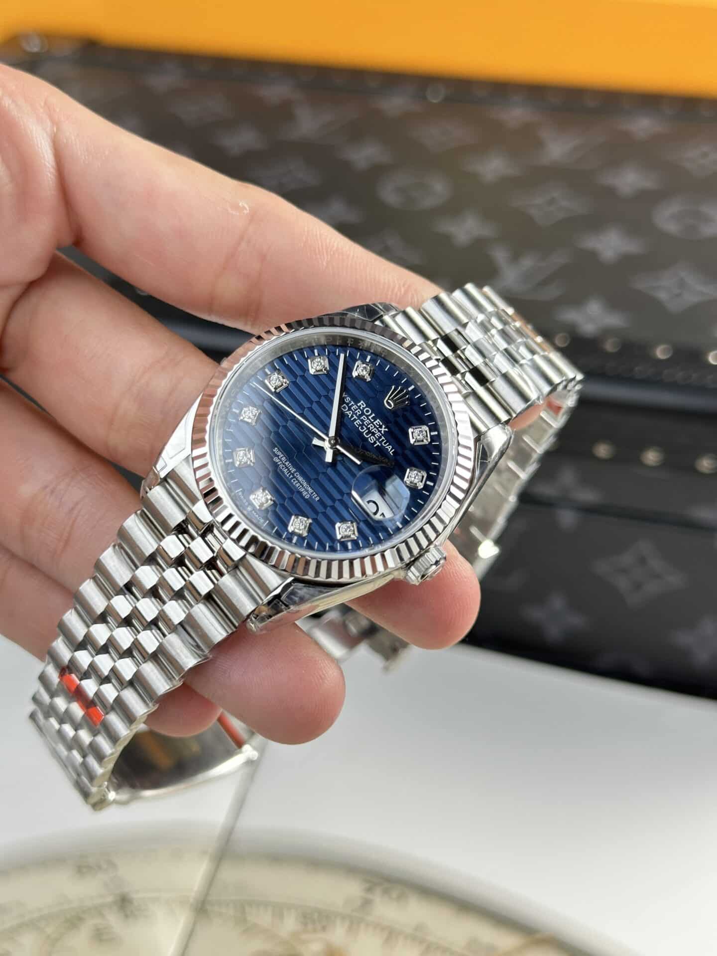 Rolex Datejust Blue Motif Diamond Dial Jubilee Top Quality Replica 36mm - Image 4
