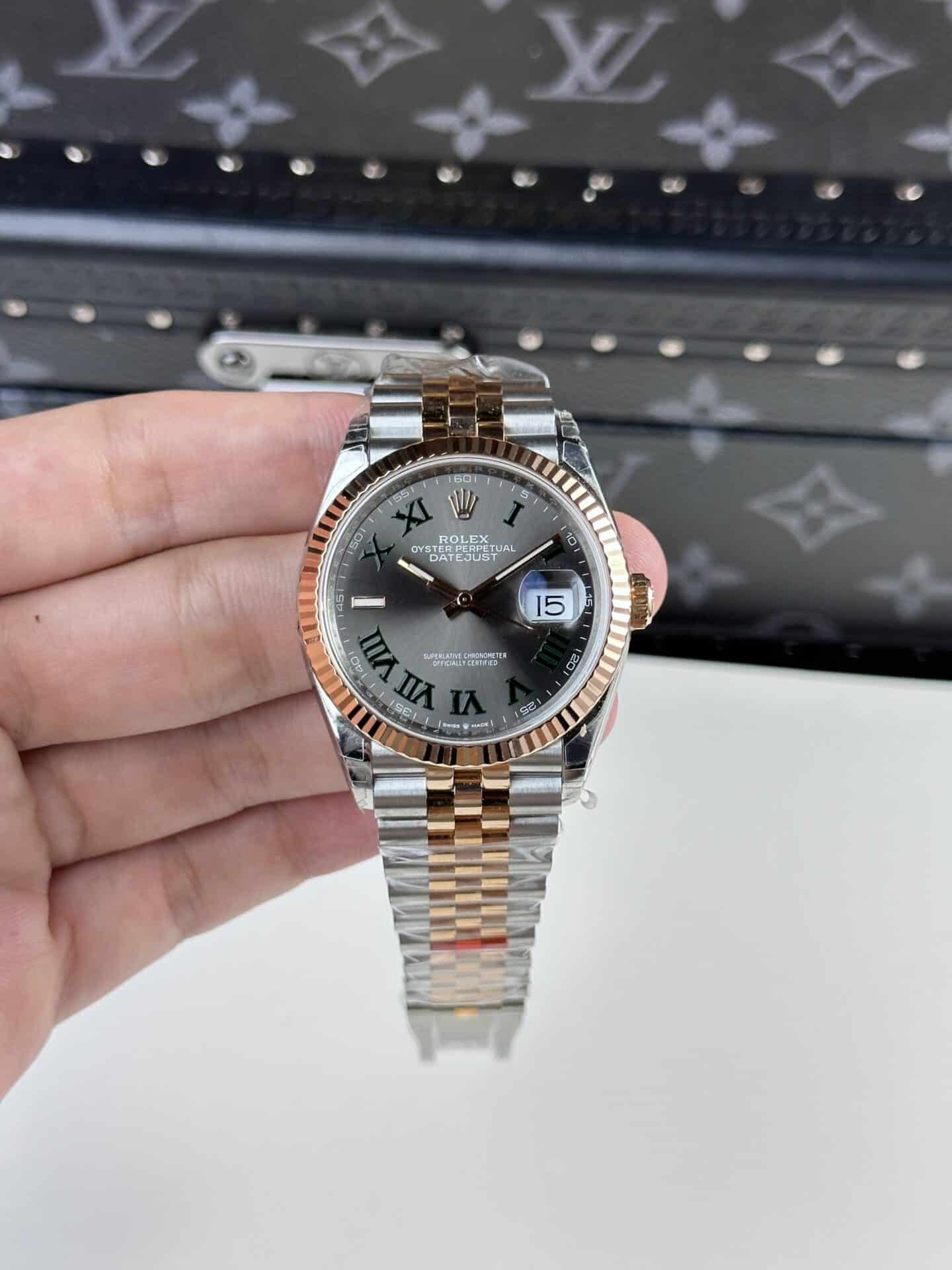 Rolex Datejust Wimbledon Two Tone Rose Gold Jubilee Best Replica 36mm