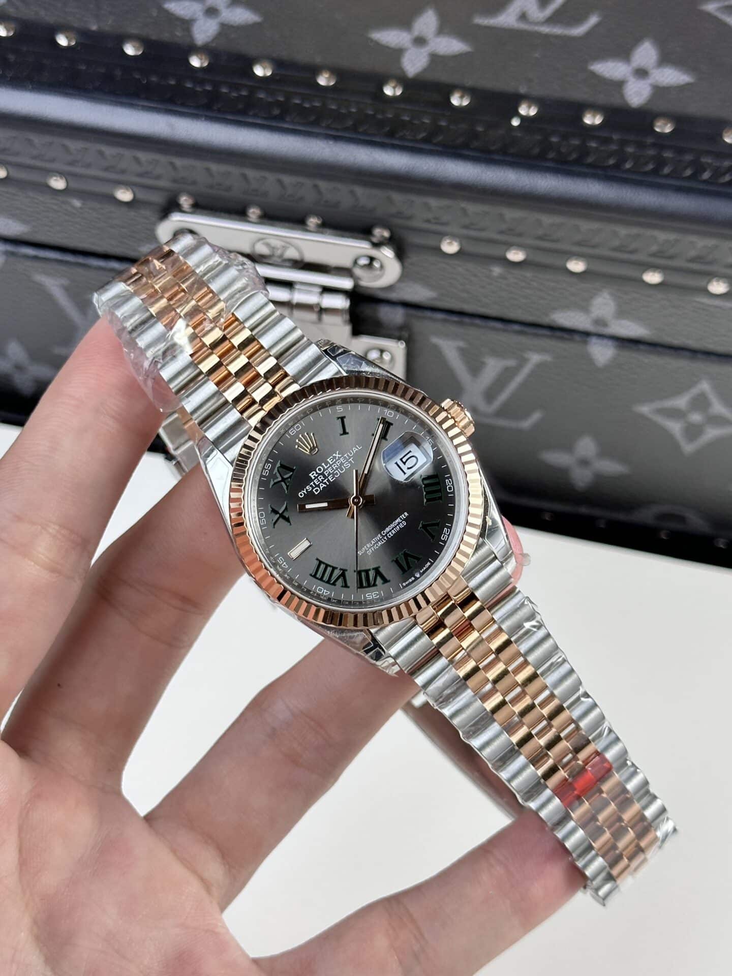 Rolex Datejust Wimbledon Two Tone Rose Gold Jubilee Best Replica 36mm - Image 2