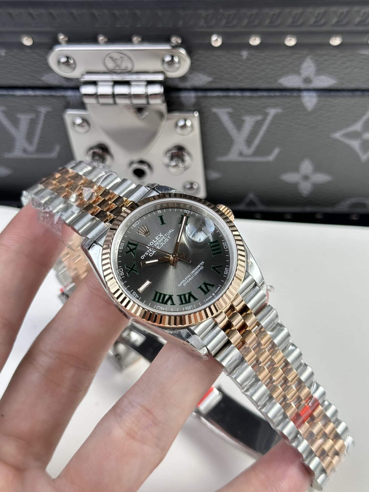 Rolex Datejust Wimbledon Two Tone Rose Gold Jubilee Best Replica 36mm - Image 4