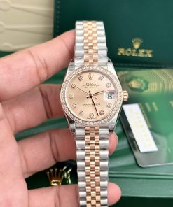 Rolex Datejust Pink Dial Stone-Set Bezel Jubilee Replica 31mm